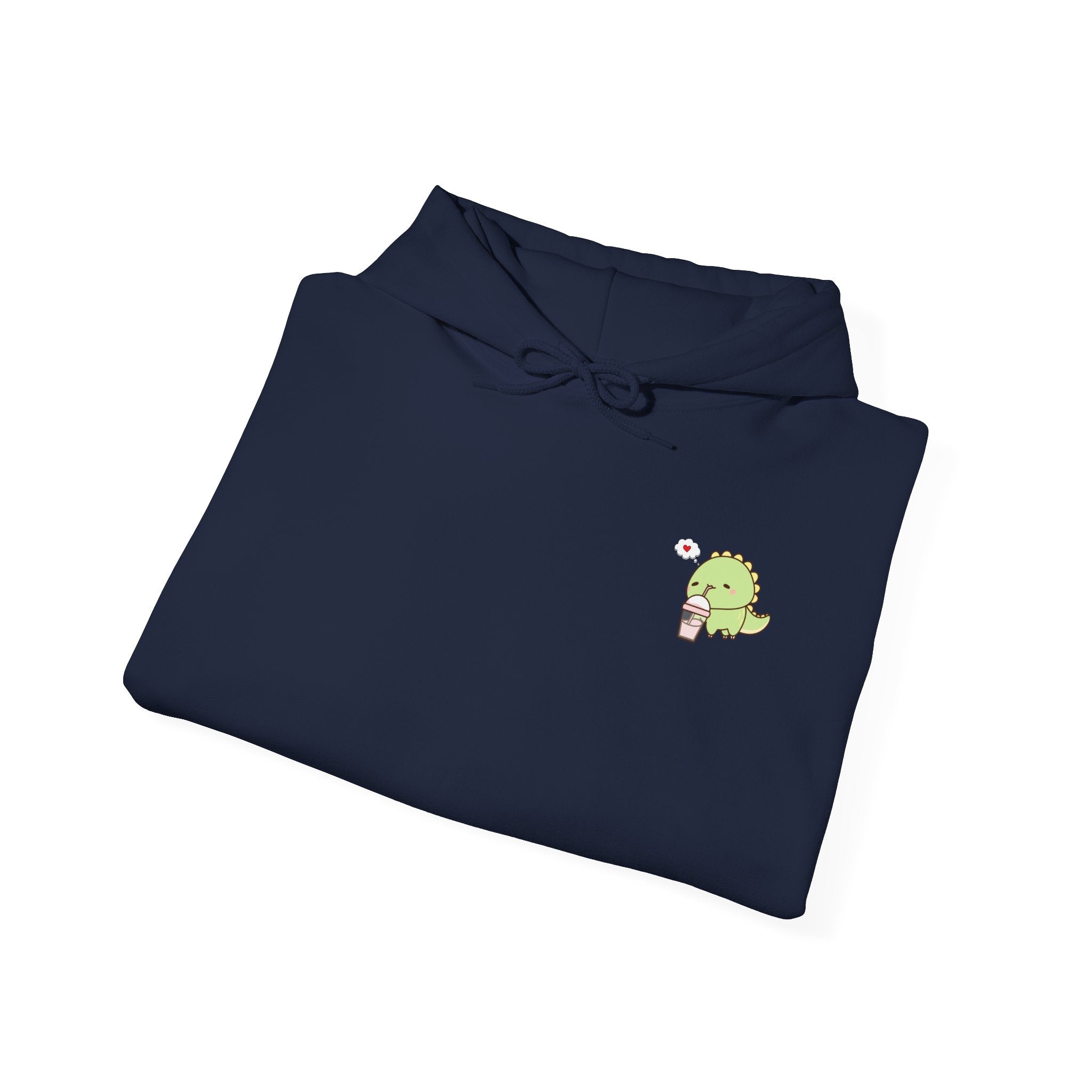 Cute Green dinosaur Pocket Hoodie — Minimal Kawaii dinosaur Design