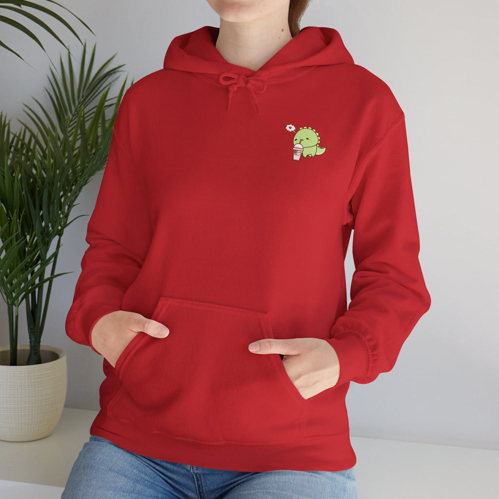 Cute Green dinosaur Pocket Hoodie — Minimal Kawaii dinosaur Design