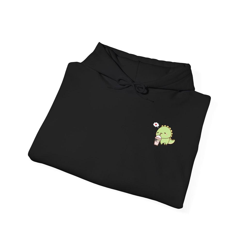 Cute Green dinosaur Pocket Hoodie — Minimal Kawaii dinosaur Design