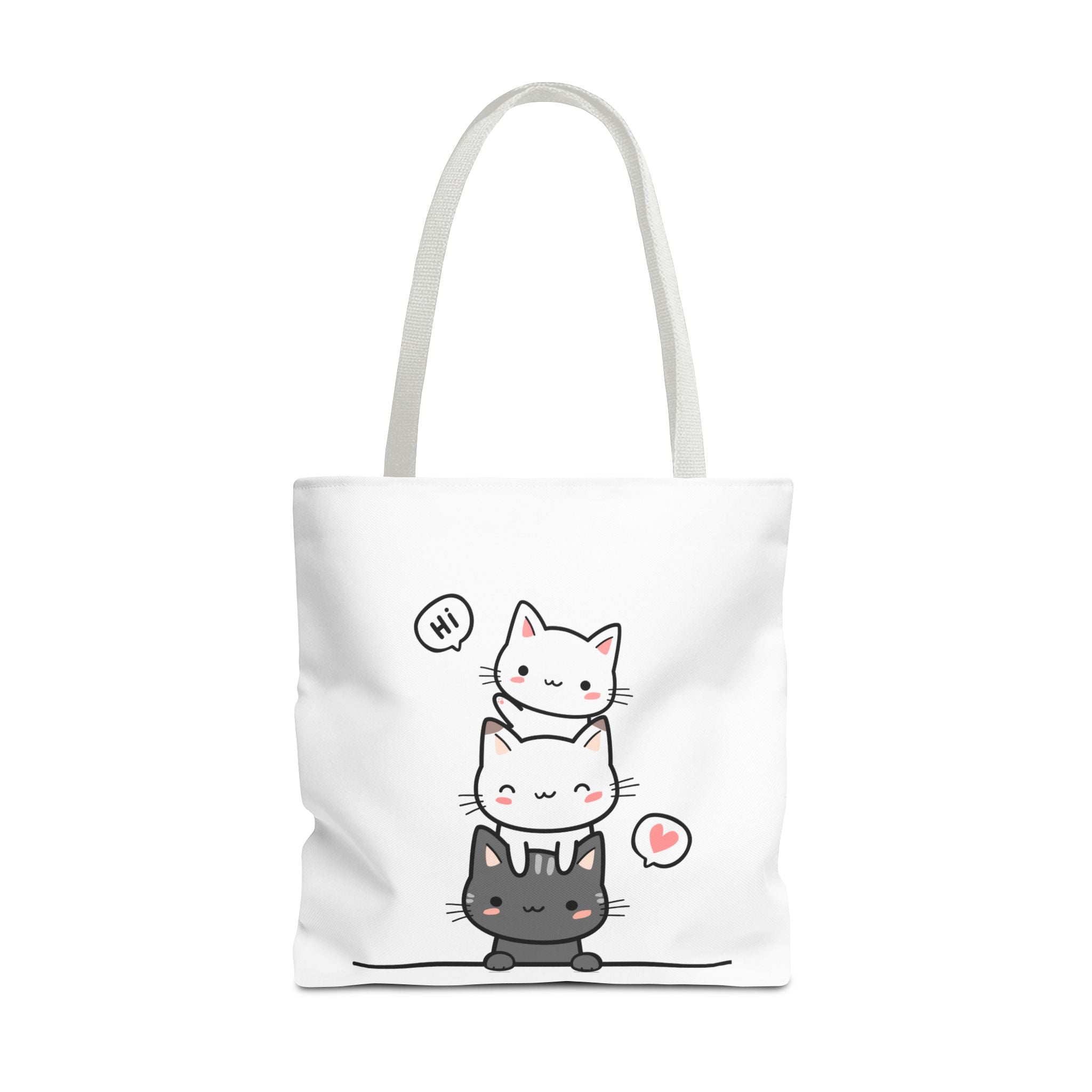 Cute Stacked Kittens Tote Bag — Cute Cat Illustration Shoulder Tote