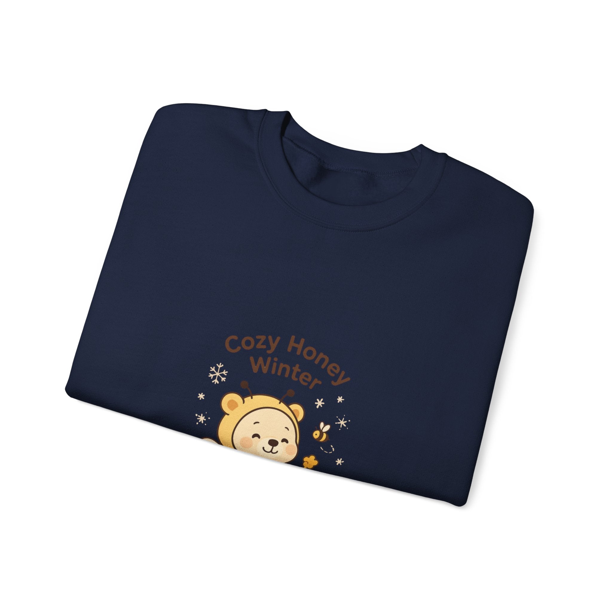 Crewneck Sweatshirt — "Cozy Honey Winter" Cute Bear with Honey Pot