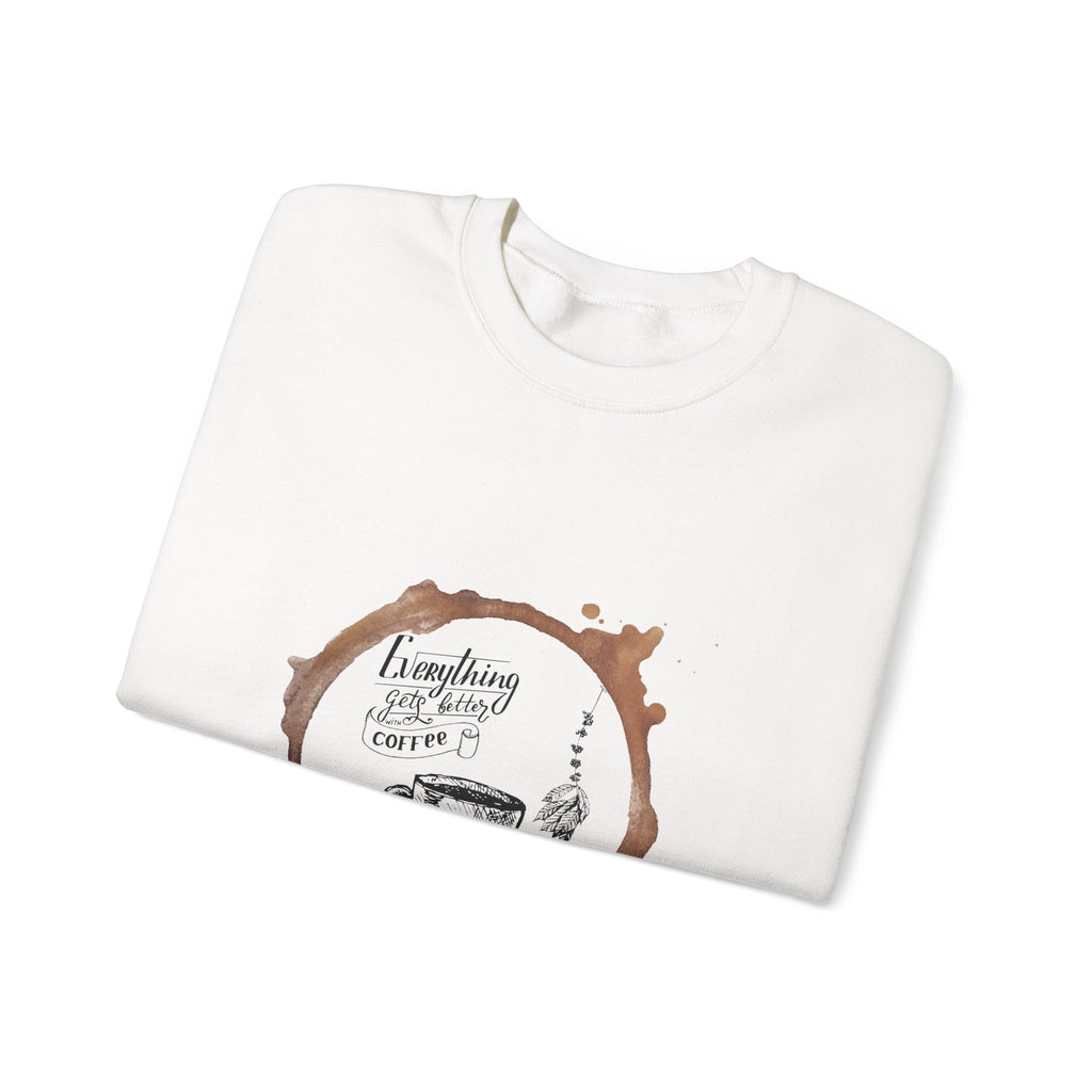 Coffee Lovers Sweatshirt — "Everything I Need Is Coffee" Cream Crewneck