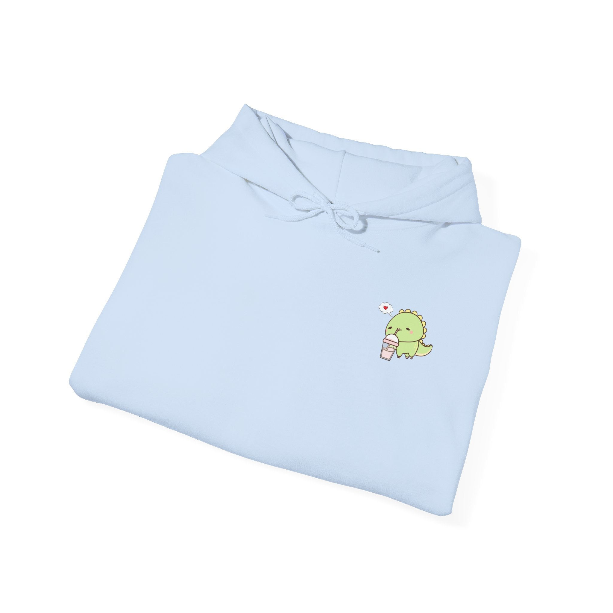 Cute Green dinosaur Pocket Hoodie — Minimal Kawaii dinosaur Design