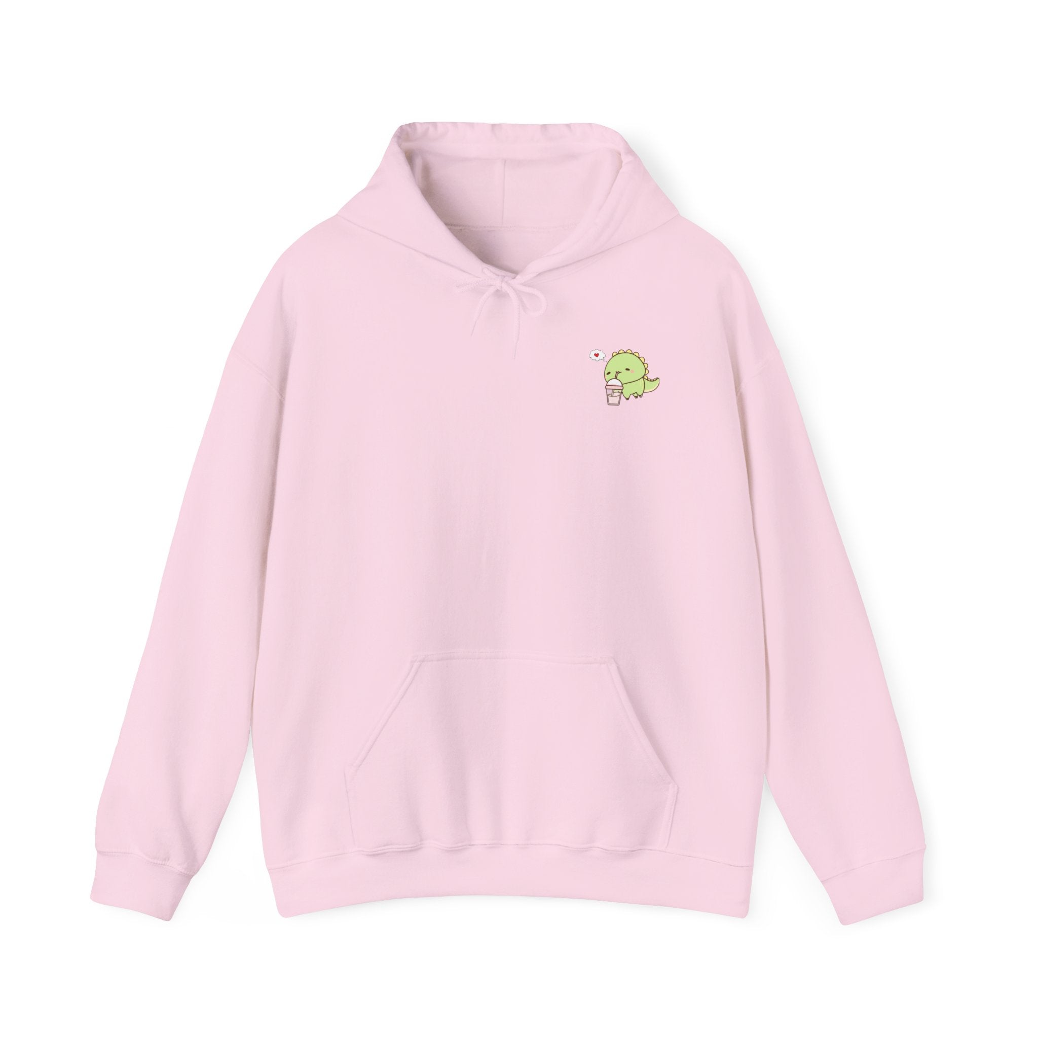 Cute Green dinosaur Pocket Hoodie — Minimal Kawaii dinosaur Design