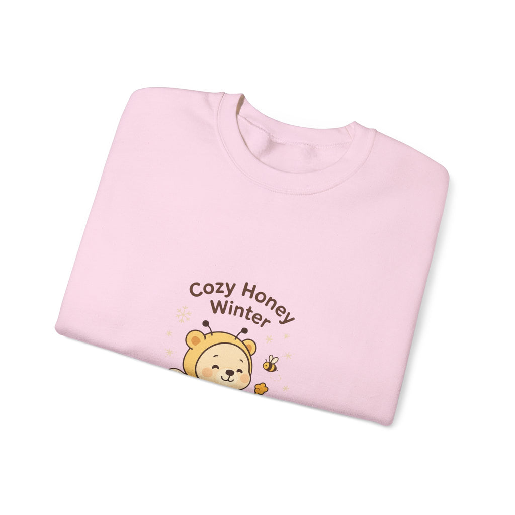 Crewneck Sweatshirt — "Cozy Honey Winter" Cute Bear with Honey Pot