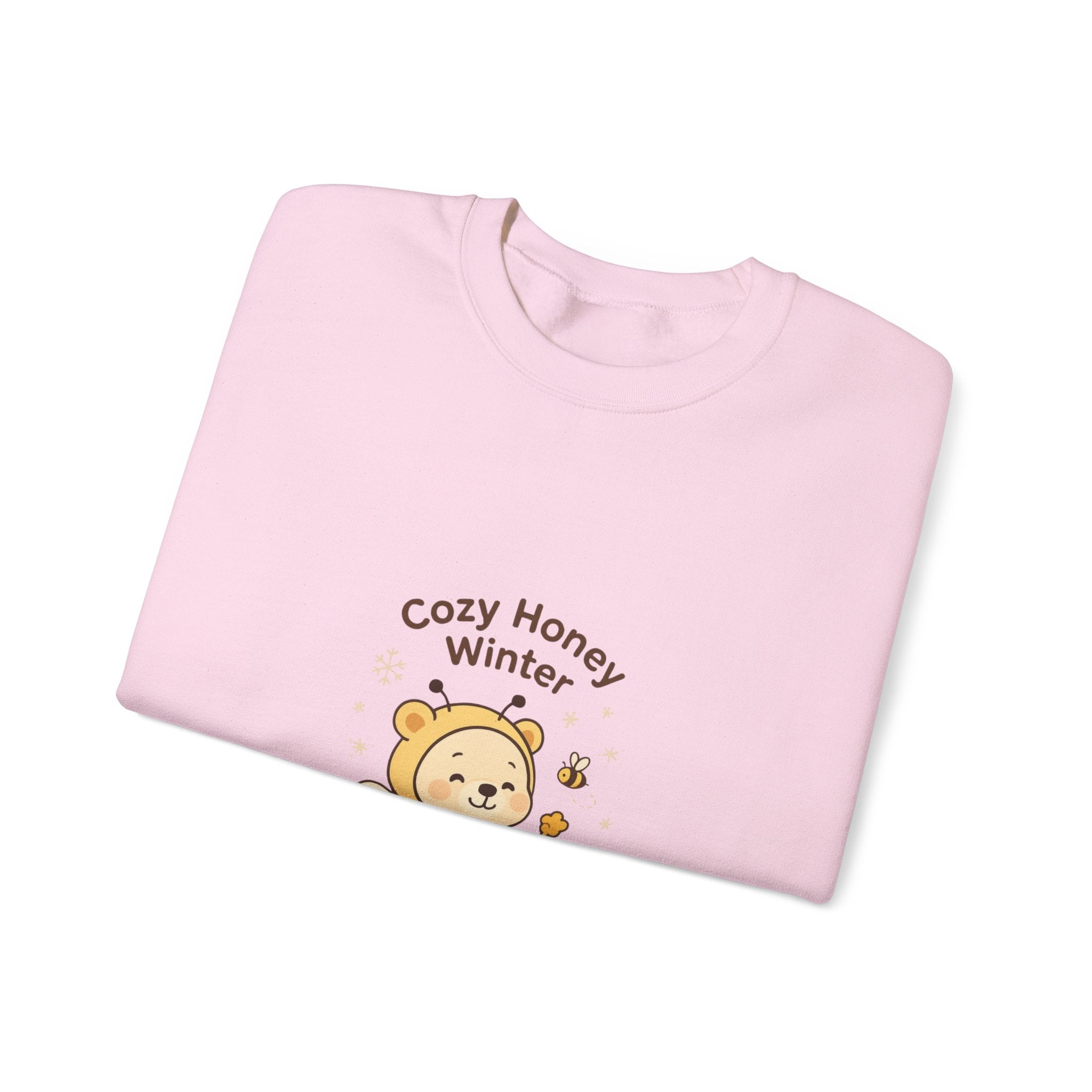 Crewneck Sweatshirt — "Cozy Honey Winter" Cute Bear with Honey Pot