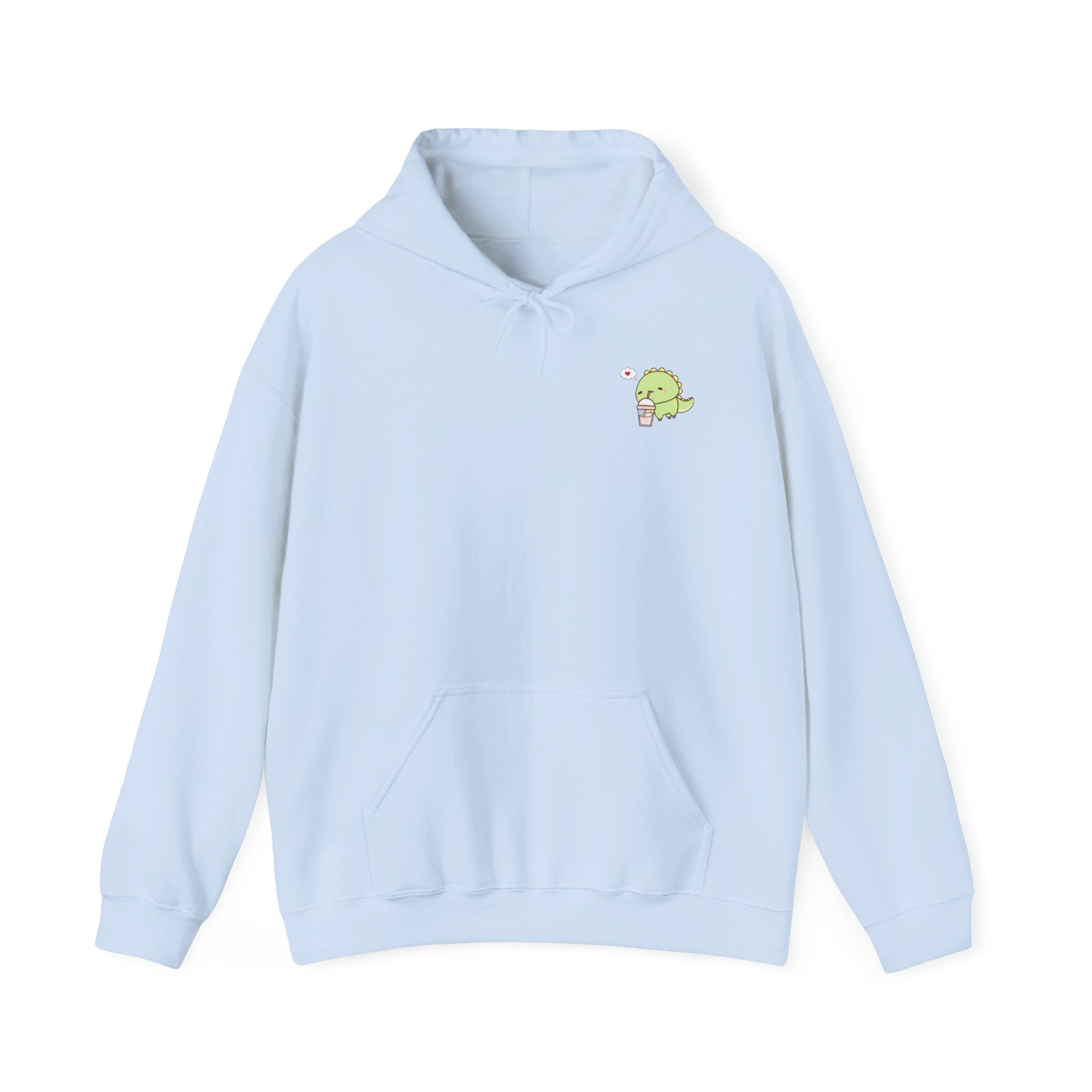 Cute Green dinosaur Pocket Hoodie — Minimal Kawaii dinosaur Design