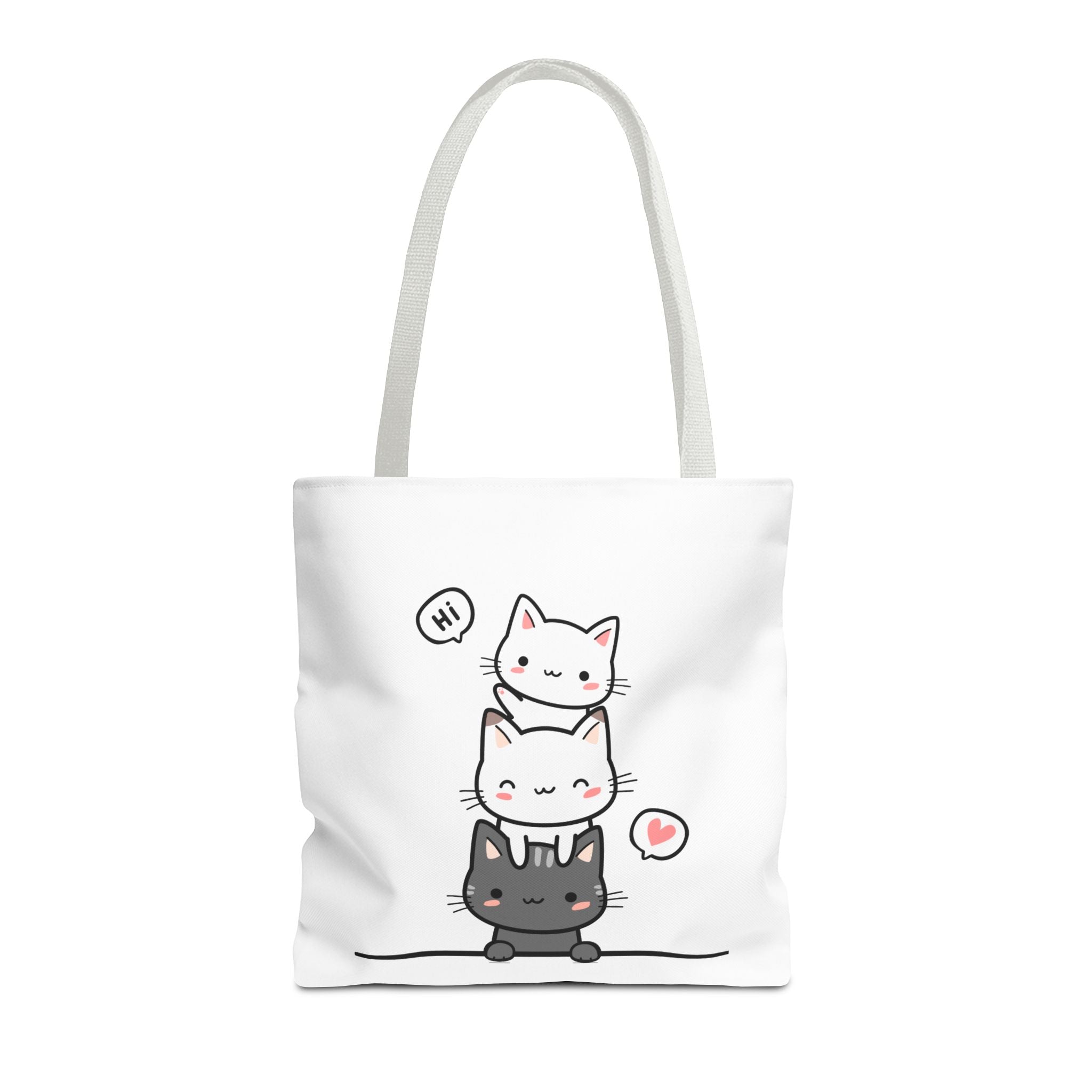 Cute Stacked Kittens Tote Bag — Cute Cat Illustration Shoulder Tote
