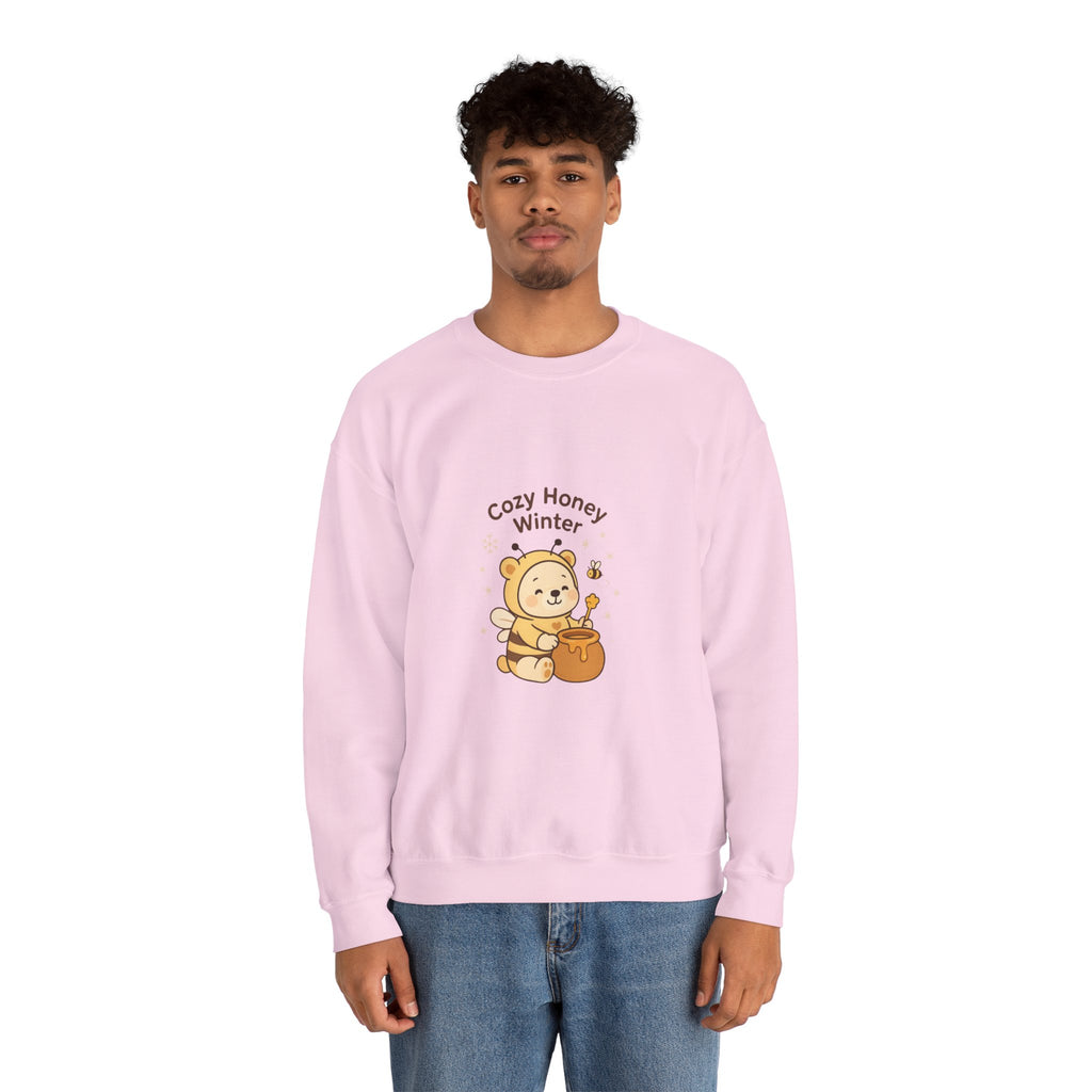 Crewneck Sweatshirt — "Cozy Honey Winter" Cute Bear with Honey Pot