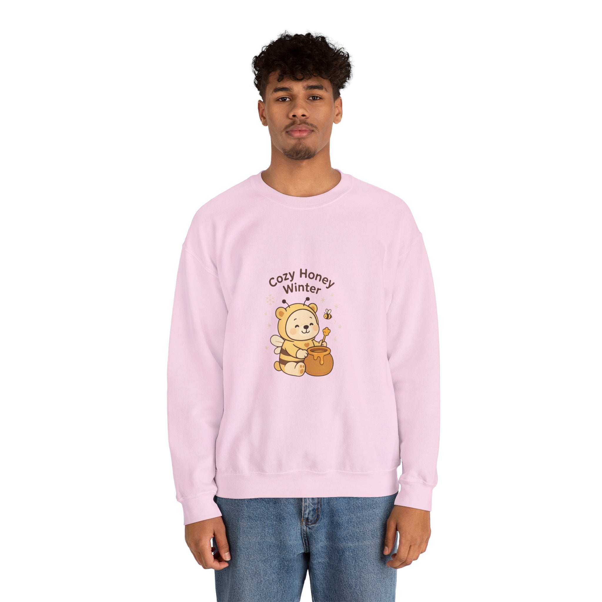 Crewneck Sweatshirt — "Cozy Honey Winter" Cute Bear with Honey Pot