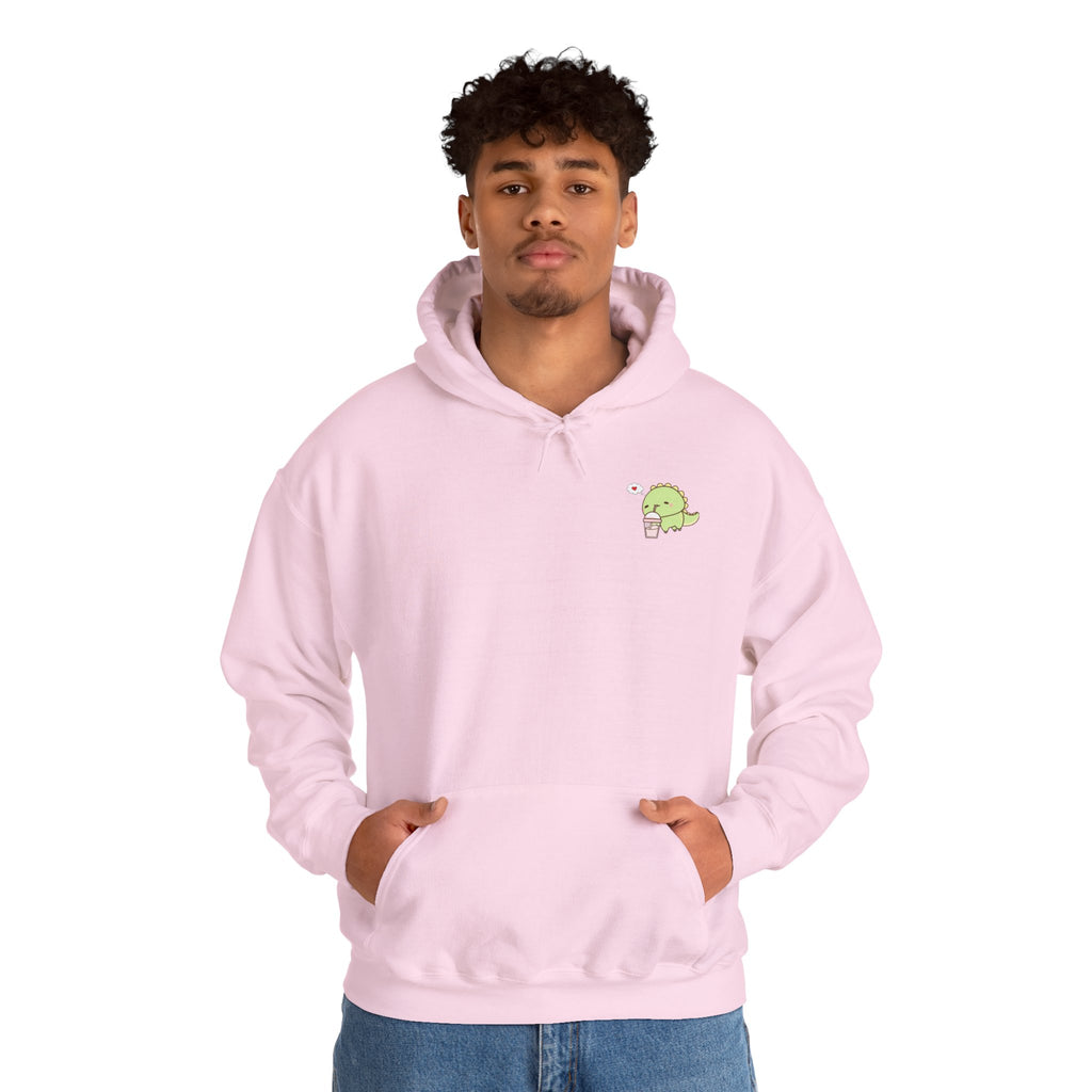 Cute Green dinosaur Pocket Hoodie — Minimal Kawaii dinosaur Design