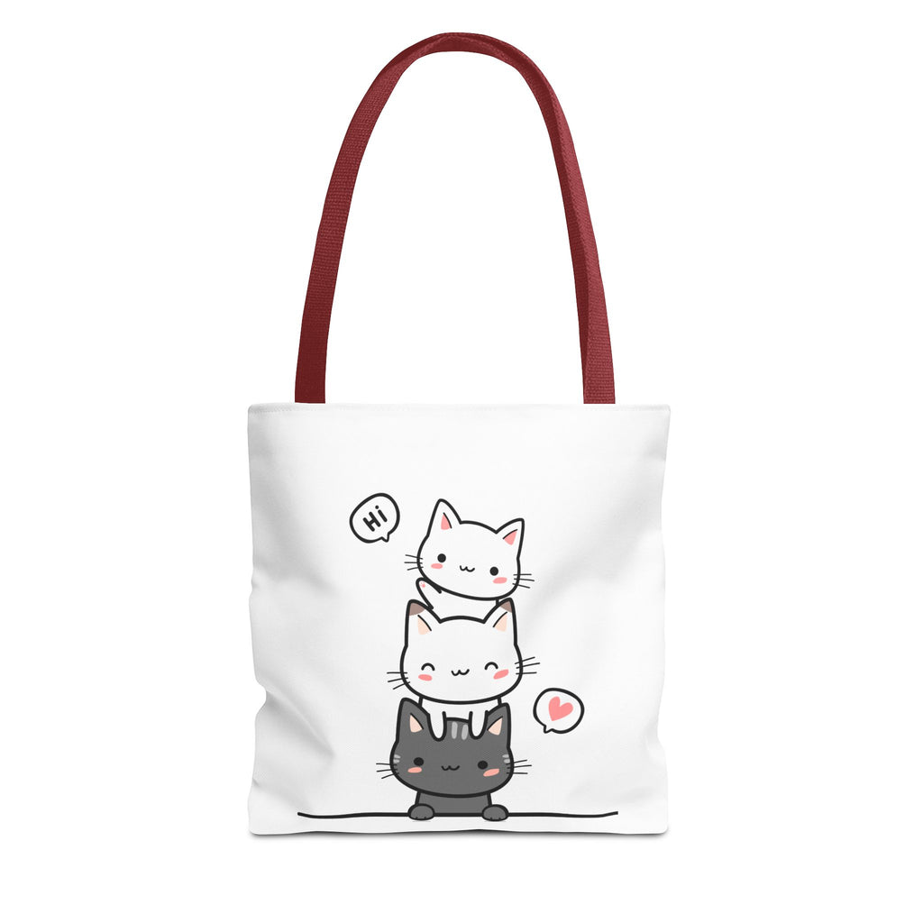 Cute Stacked Kittens Tote Bag — Cute Cat Illustration Shoulder Tote