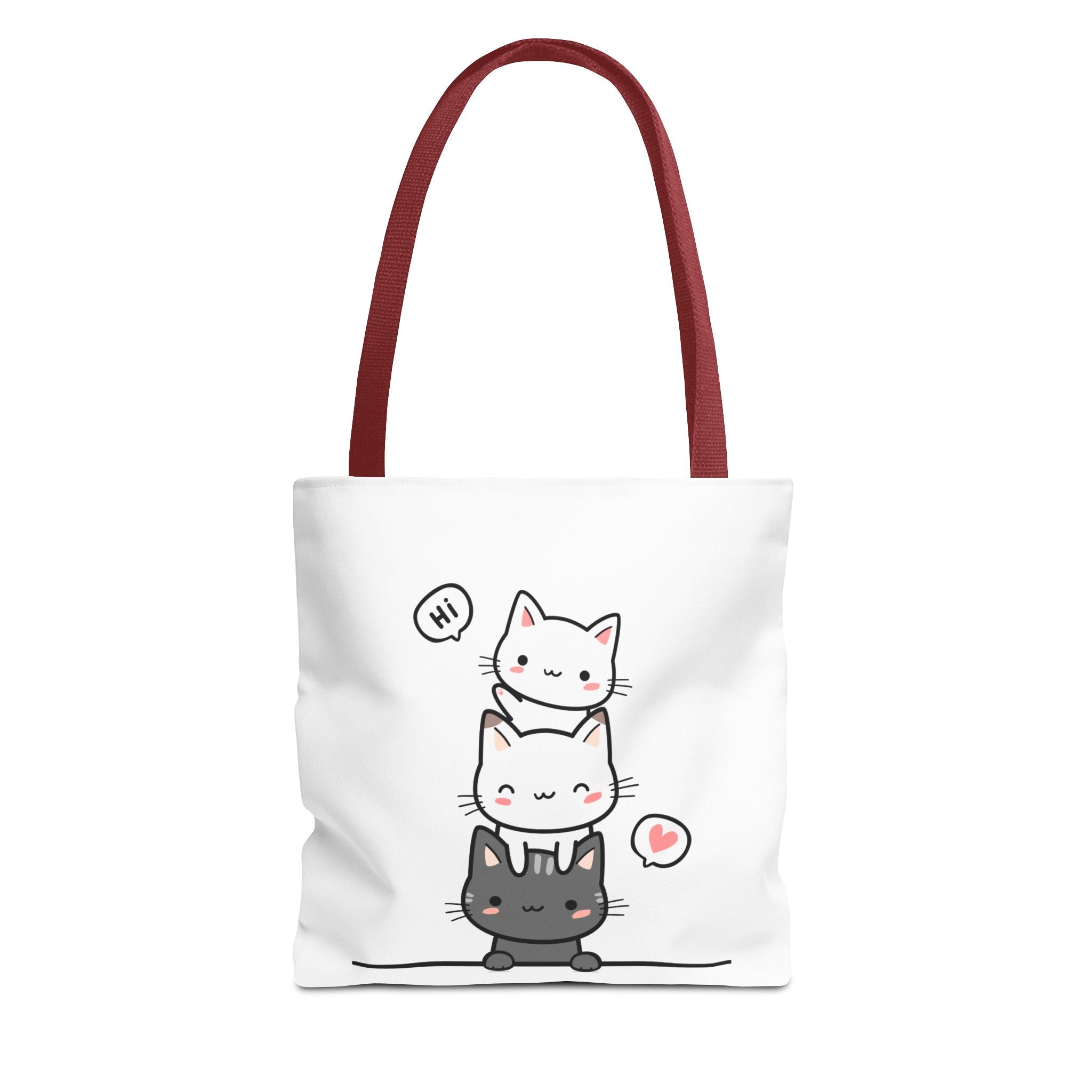 Cute Stacked Kittens Tote Bag — Cute Cat Illustration Shoulder Tote