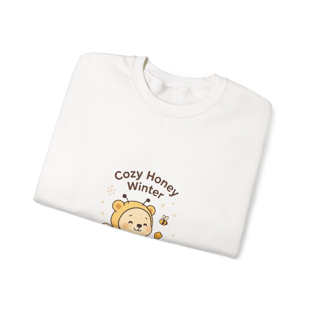 Crewneck Sweatshirt — "Cozy Honey Winter" Cute Bear with Honey Pot
