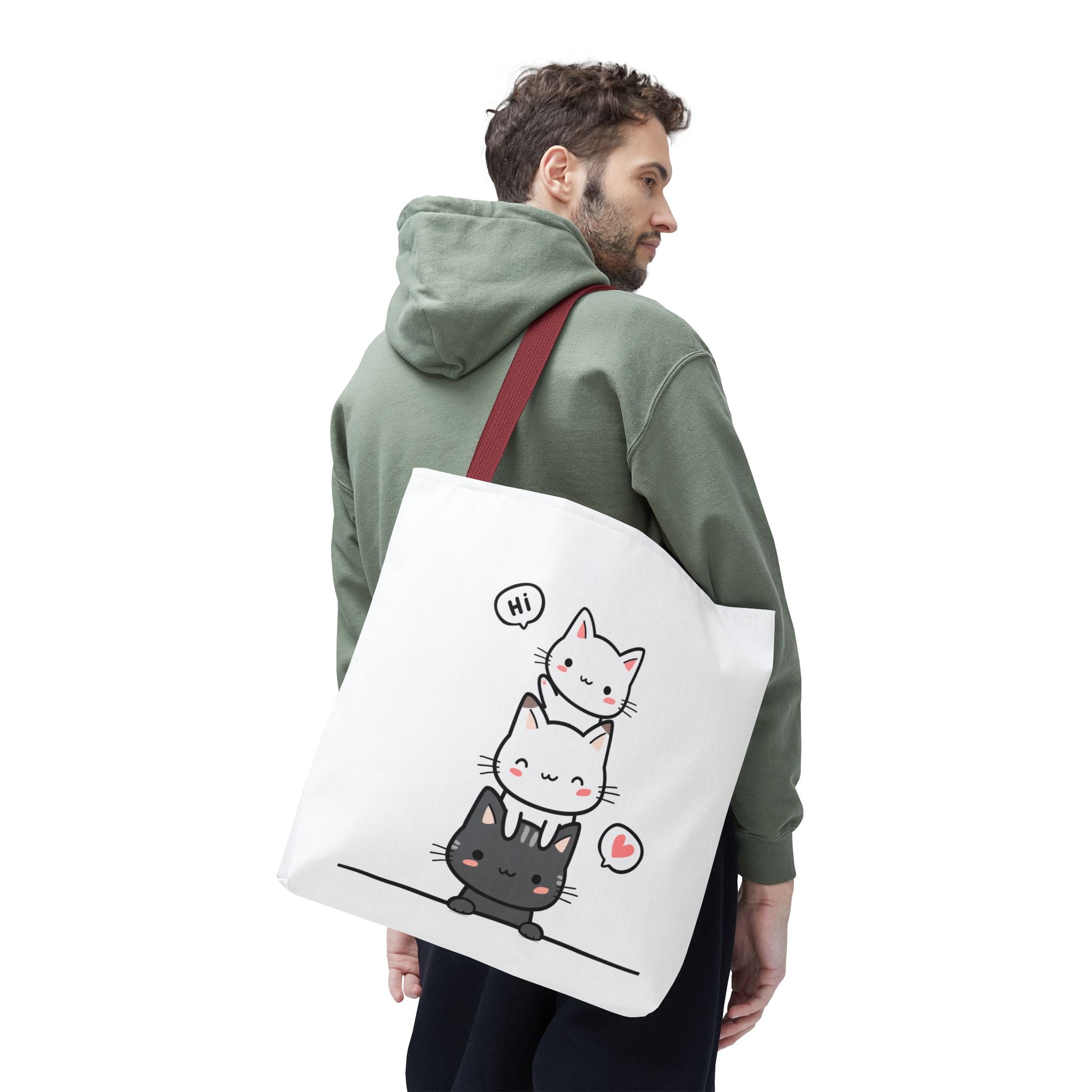 Cute Stacked Kittens Tote Bag — Cute Cat Illustration Shoulder Tote