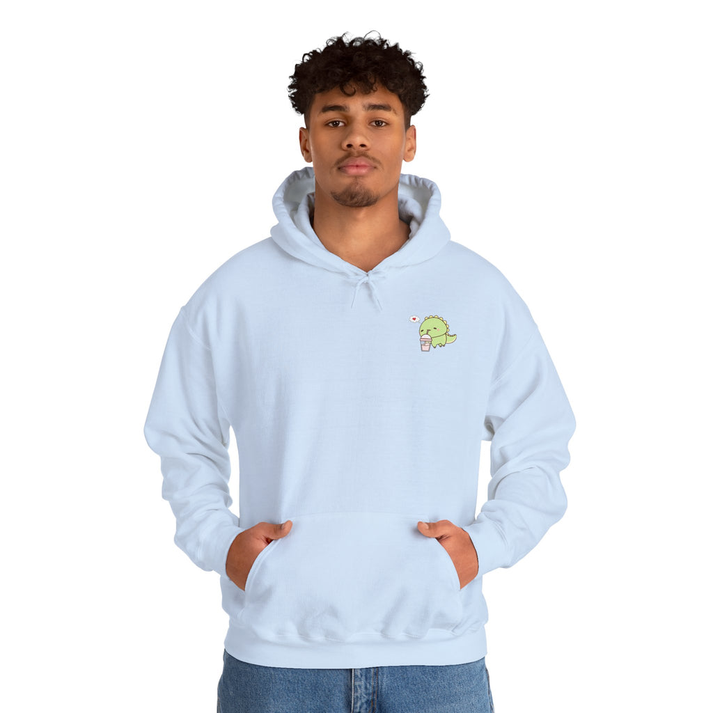 Cute Green dinosaur Pocket Hoodie — Minimal Kawaii dinosaur Design