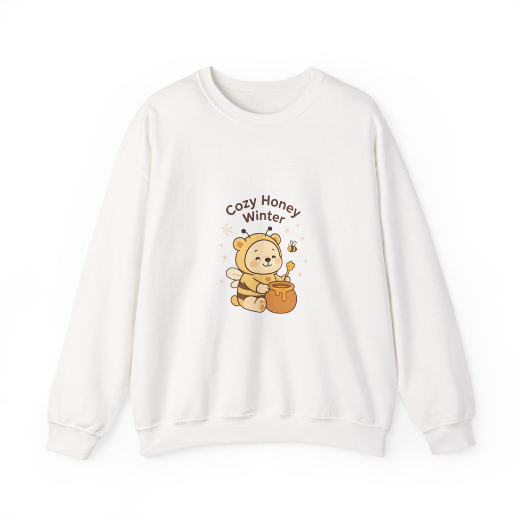 Crewneck Sweatshirt — "Cozy Honey Winter" Cute Bear with Honey Pot
