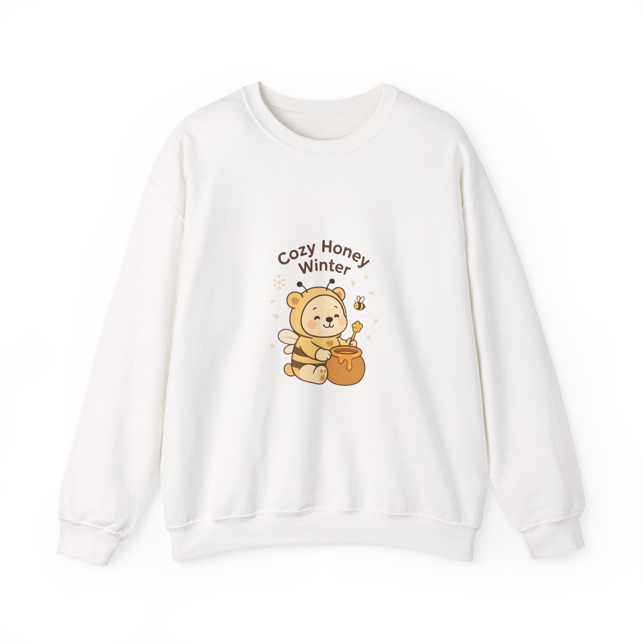 Crewneck Sweatshirt — "Cozy Honey Winter" Cute Bear with Honey Pot