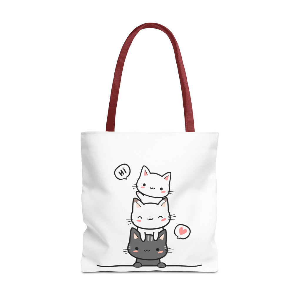 Cute Stacked Kittens Tote Bag — Cute Cat Illustration Shoulder Tote