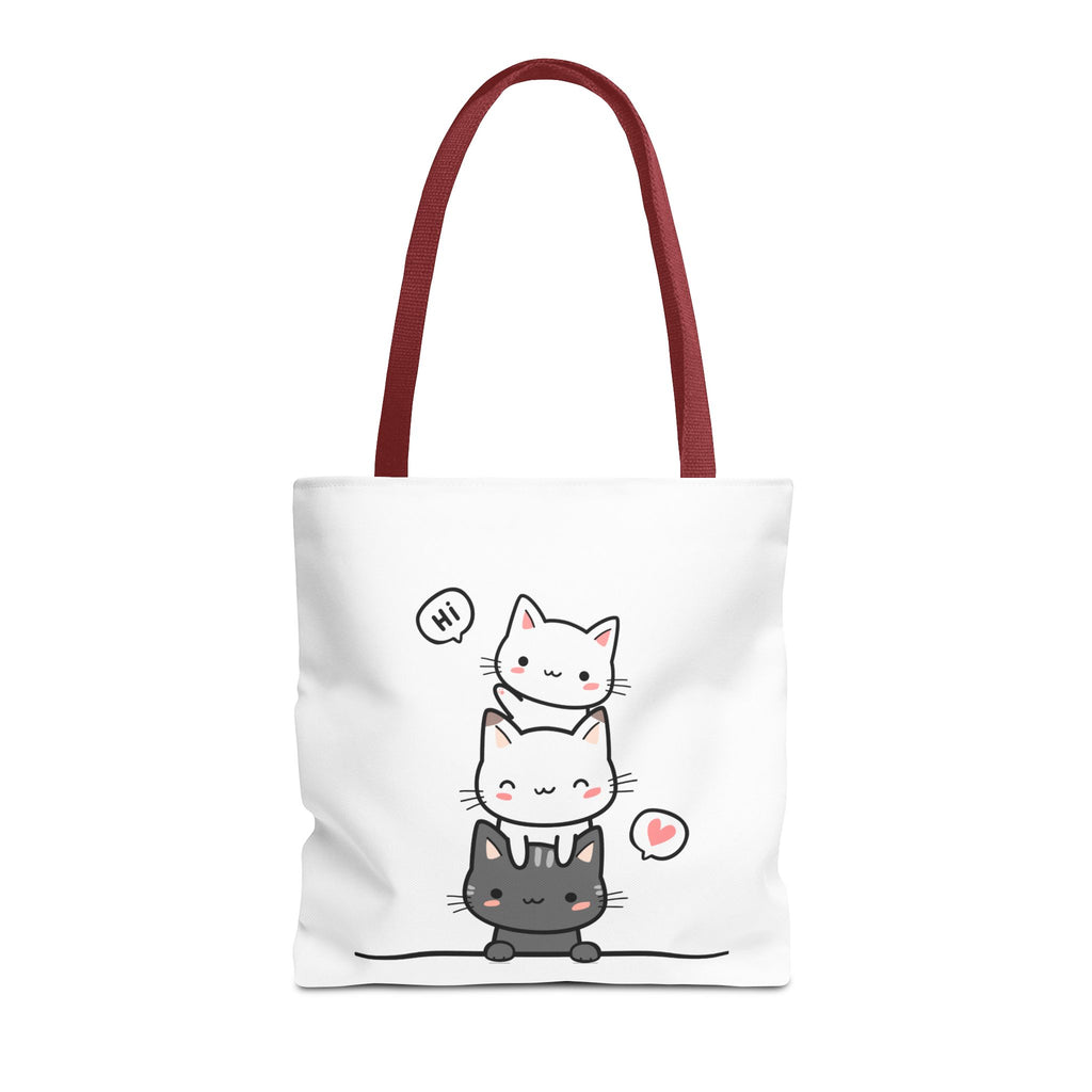 Cute Stacked Kittens Tote Bag — Cute Cat Illustration Shoulder Tote