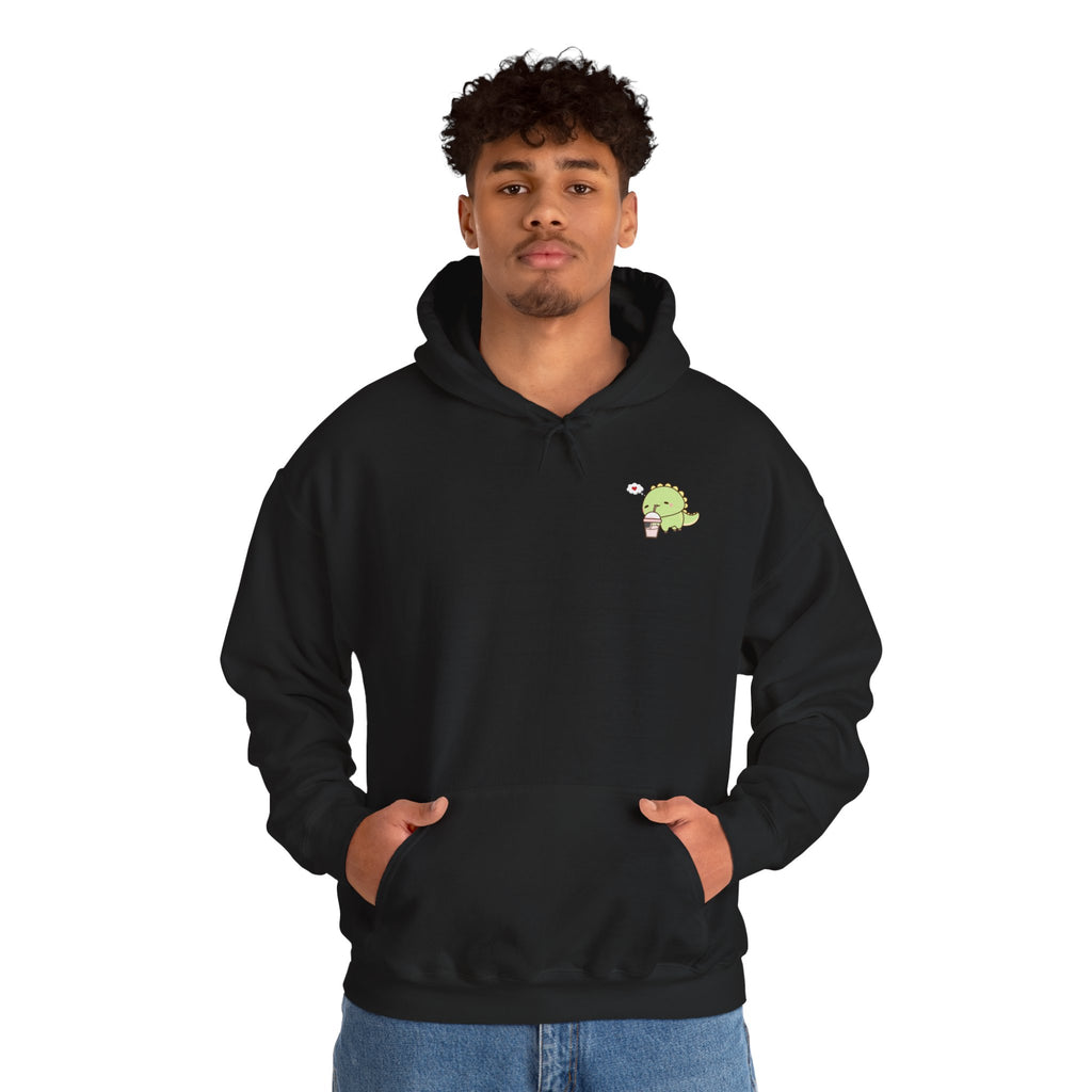 Cute Green dinosaur Pocket Hoodie — Minimal Kawaii dinosaur Design
