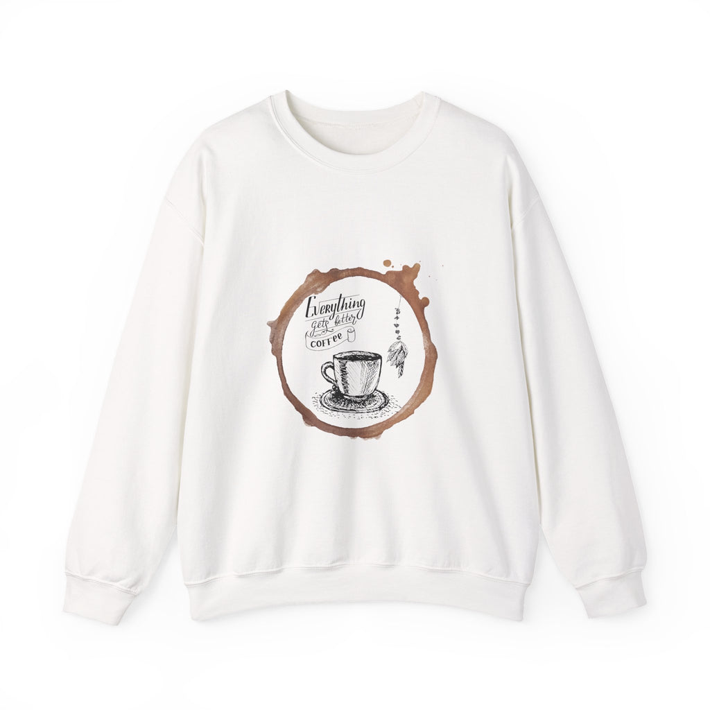 Coffee Lovers Sweatshirt — "Everything I Need Is Coffee" Cream Crewneck