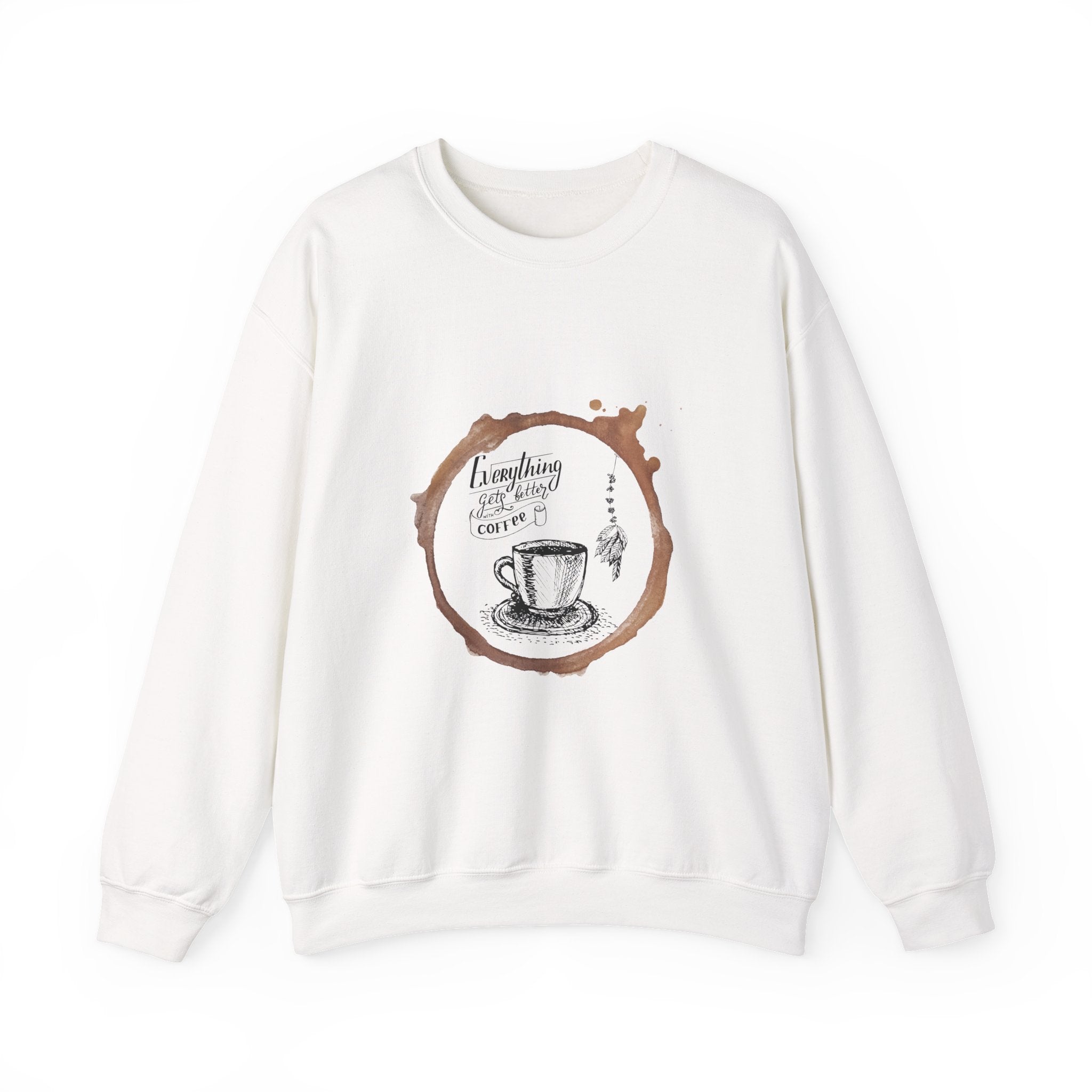 Coffee Lovers Sweatshirt — "Everything I Need Is Coffee" Cream Crewneck