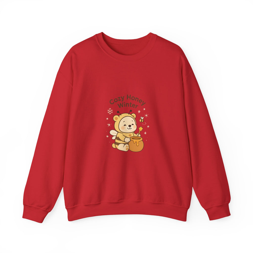 Crewneck Sweatshirt — "Cozy Honey Winter" Cute Bear with Honey Pot
