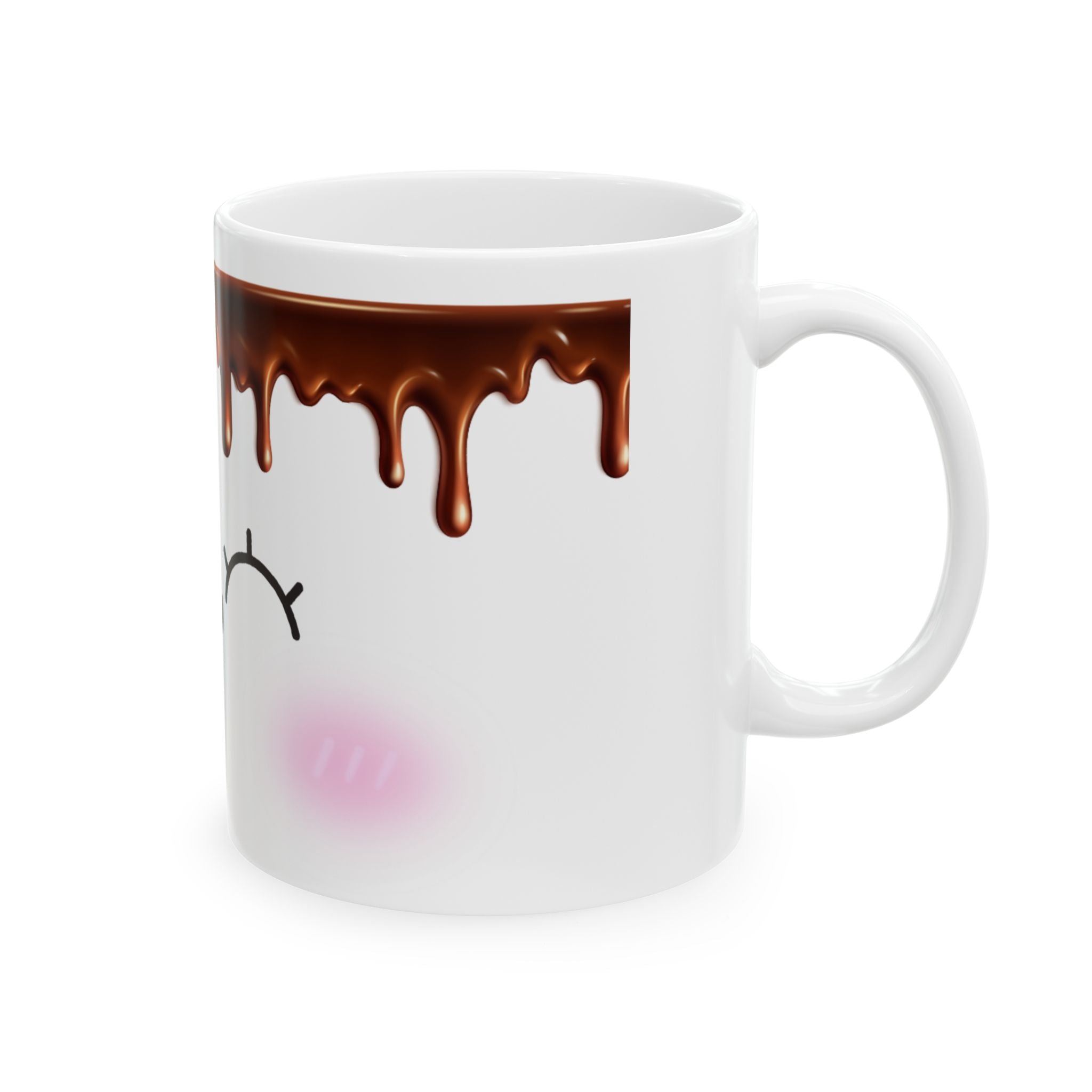 Cute Chocolate Drip Ceramic Mug – Kawaii Smiling Face Coffee Cup