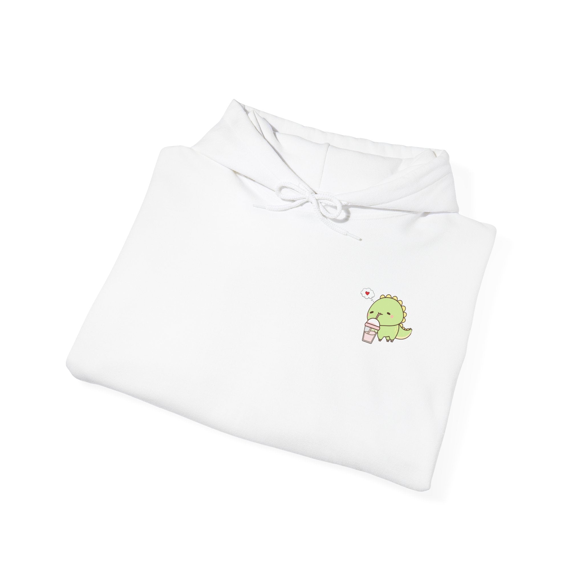 Cute Green dinosaur Pocket Hoodie — Minimal Kawaii dinosaur Design