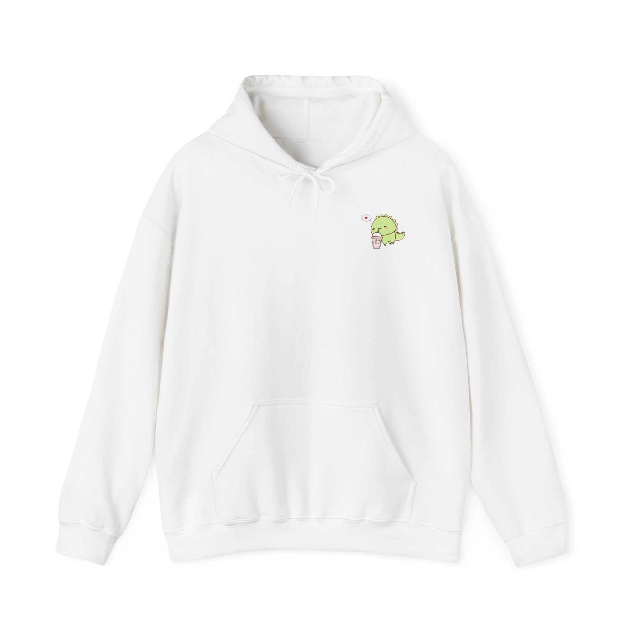 Cute Green dinosaur Pocket Hoodie — Minimal Kawaii dinosaur Design