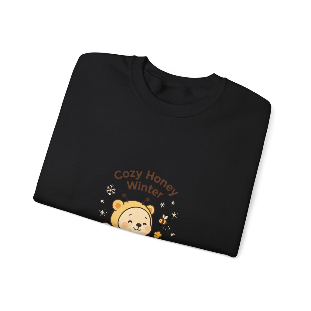 Crewneck Sweatshirt — "Cozy Honey Winter" Cute Bear with Honey Pot