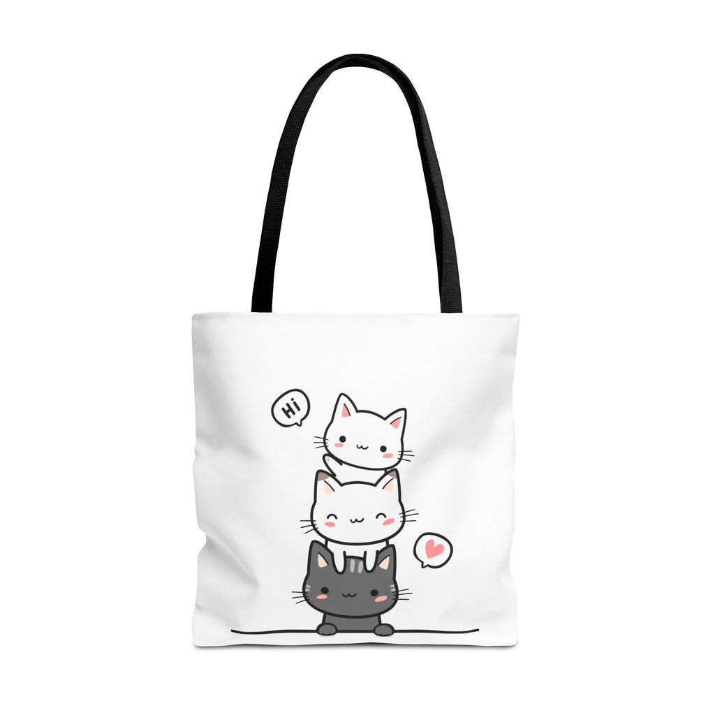 Cute Stacked Kittens Tote Bag — Cute Cat Illustration Shoulder Tote