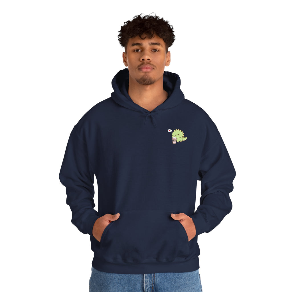 Cute Green dinosaur Pocket Hoodie — Minimal Kawaii dinosaur Design