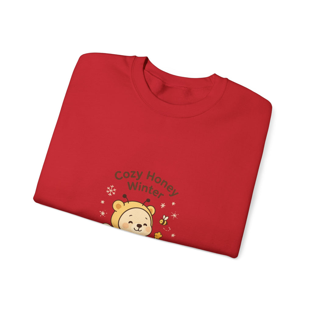 Crewneck Sweatshirt — "Cozy Honey Winter" Cute Bear with Honey Pot