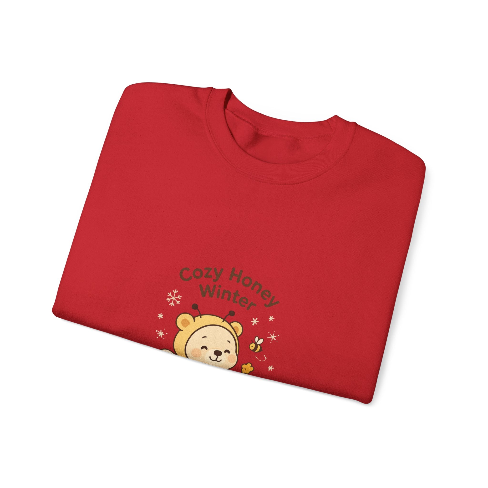 Crewneck Sweatshirt — "Cozy Honey Winter" Cute Bear with Honey Pot