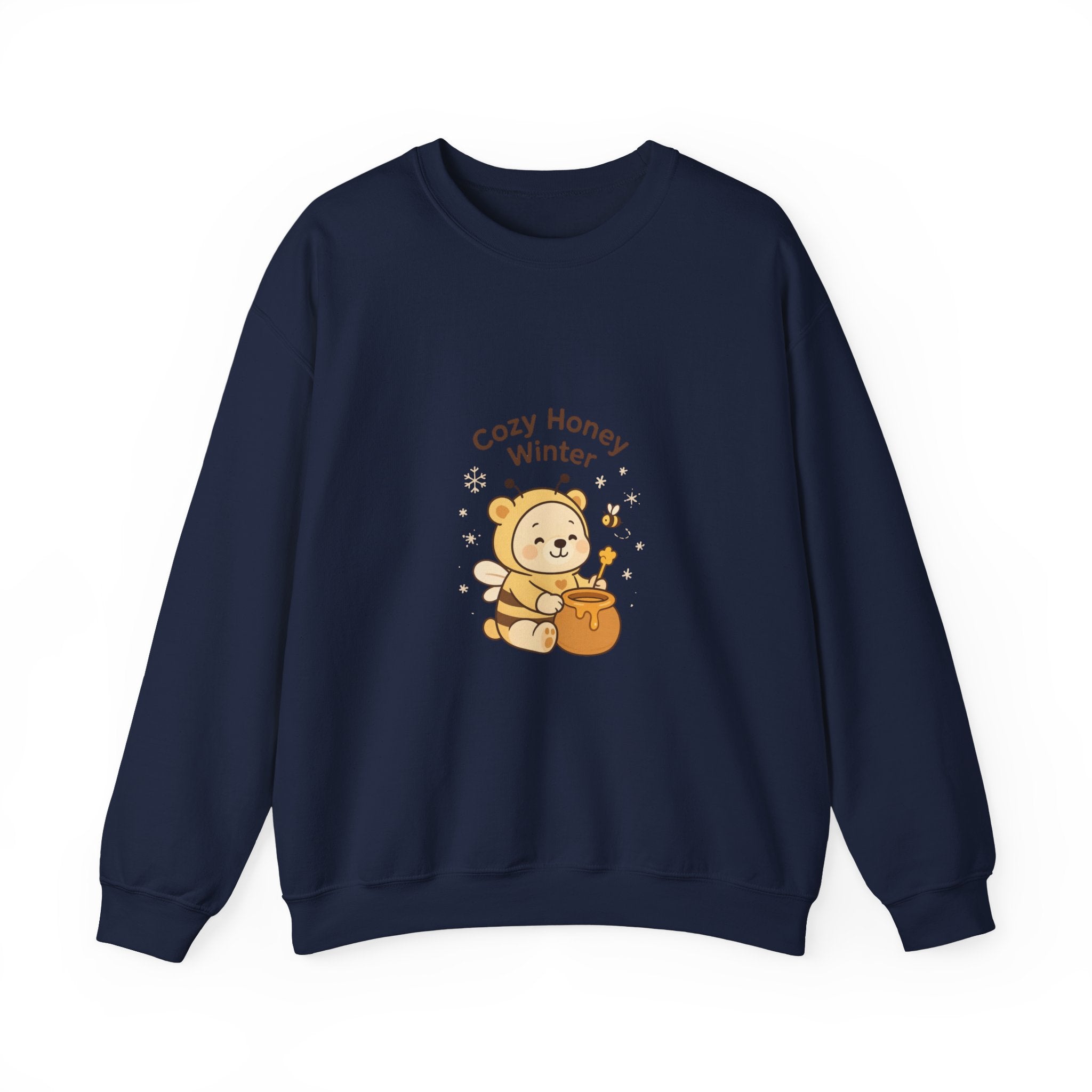 Crewneck Sweatshirt — "Cozy Honey Winter" Cute Bear with Honey Pot