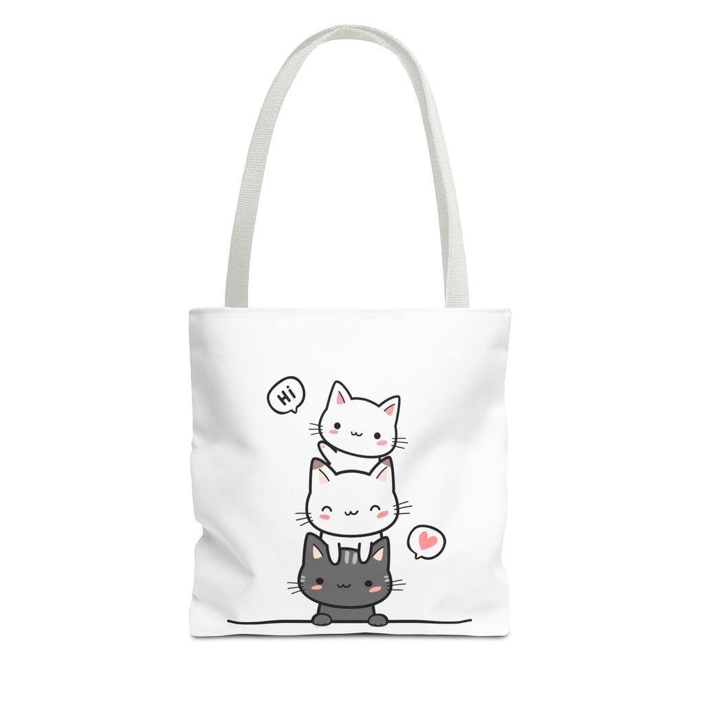 Cute Stacked Kittens Tote Bag — Cute Cat Illustration Shoulder Tote