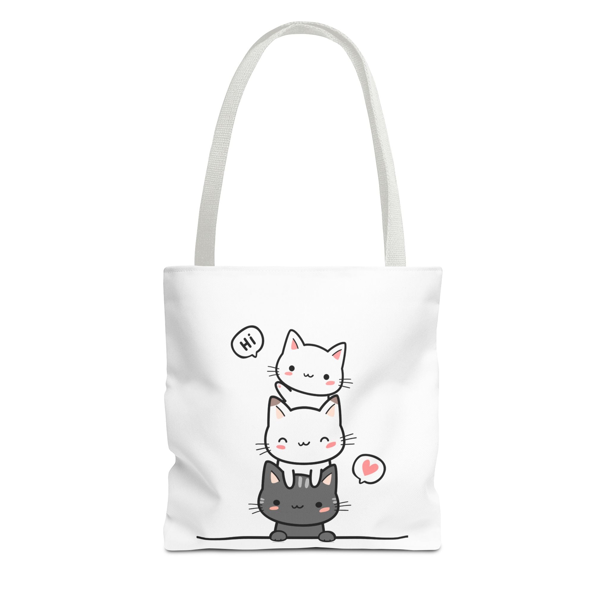 Cute Stacked Kittens Tote Bag — Cute Cat Illustration Shoulder Tote