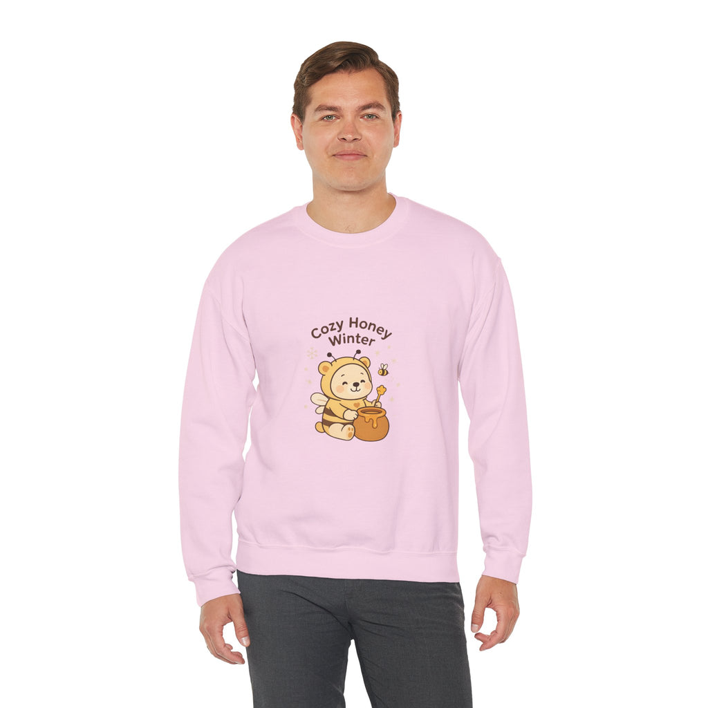 Crewneck Sweatshirt — "Cozy Honey Winter" Cute Bear with Honey Pot