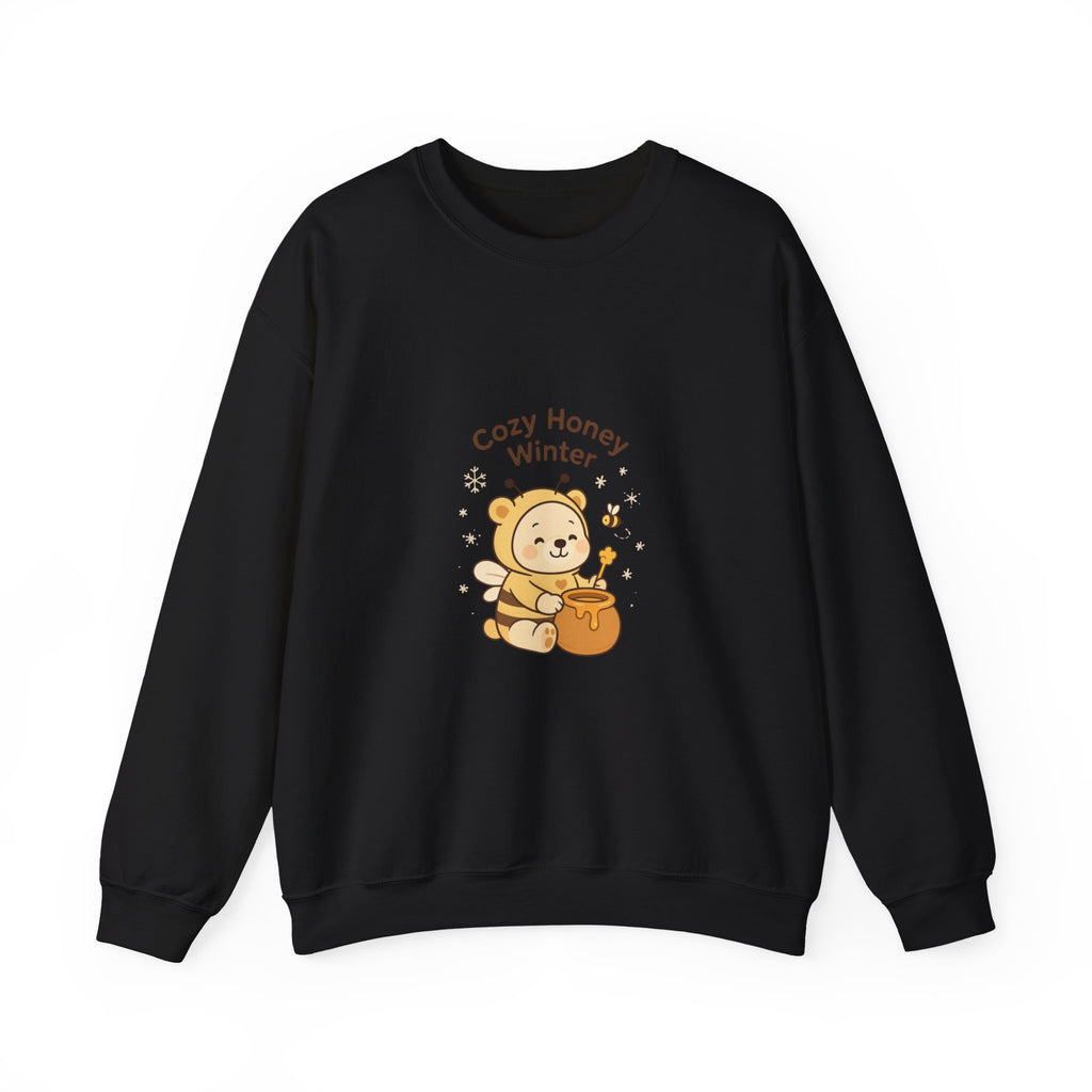 Crewneck Sweatshirt — "Cozy Honey Winter" Cute Bear with Honey Pot