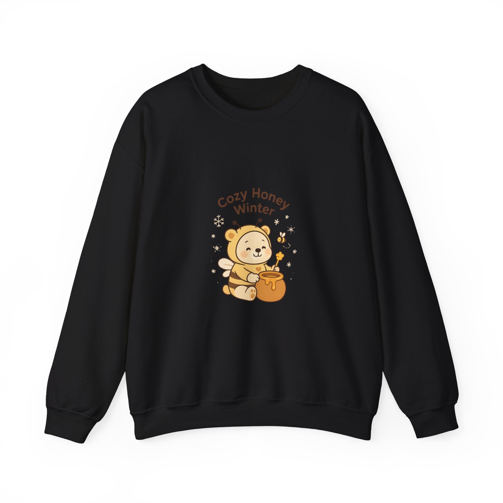 Crewneck Sweatshirt — "Cozy Honey Winter" Cute Bear with Honey Pot