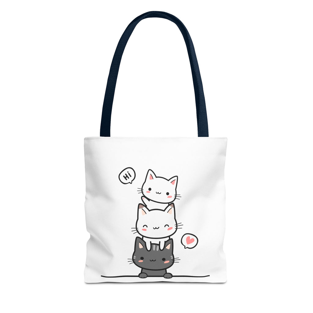 Cute Stacked Kittens Tote Bag — Cute Cat Illustration Shoulder Tote
