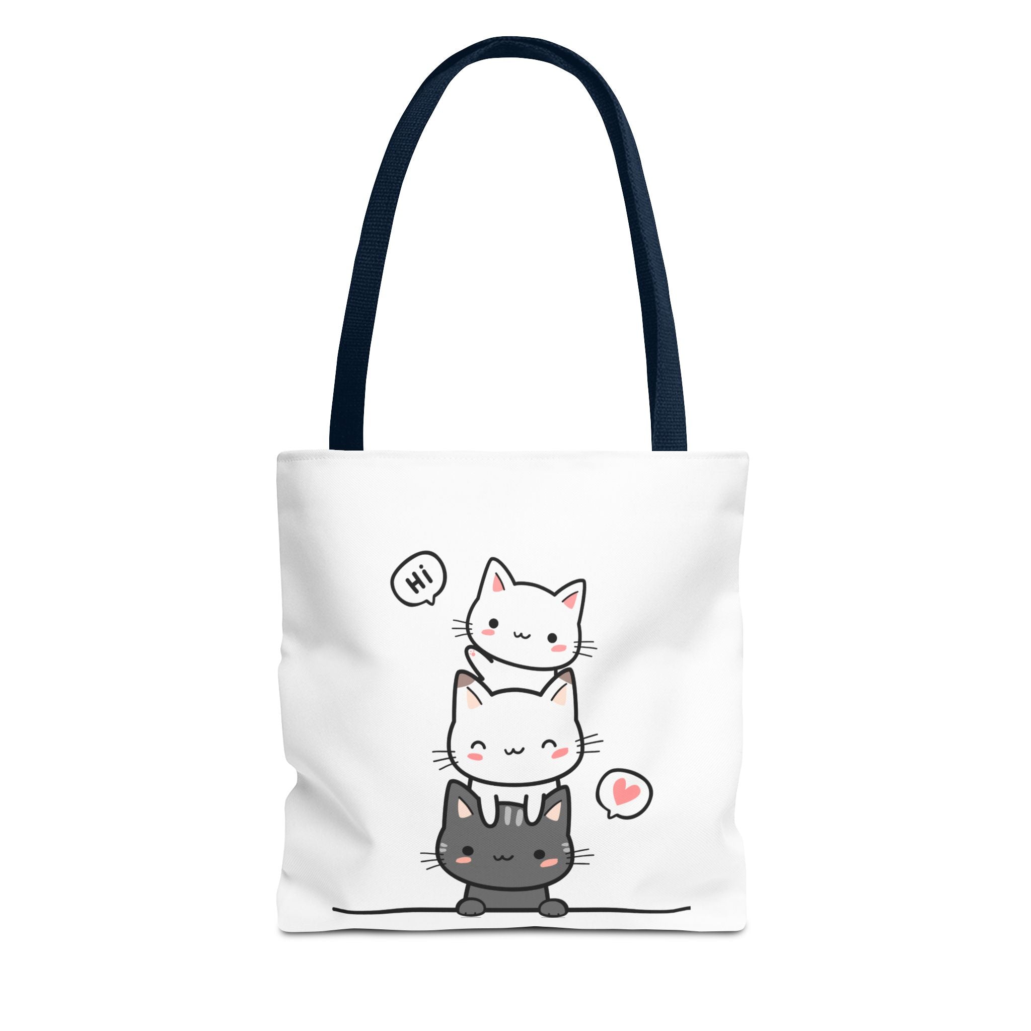 Cute Stacked Kittens Tote Bag — Cute Cat Illustration Shoulder Tote