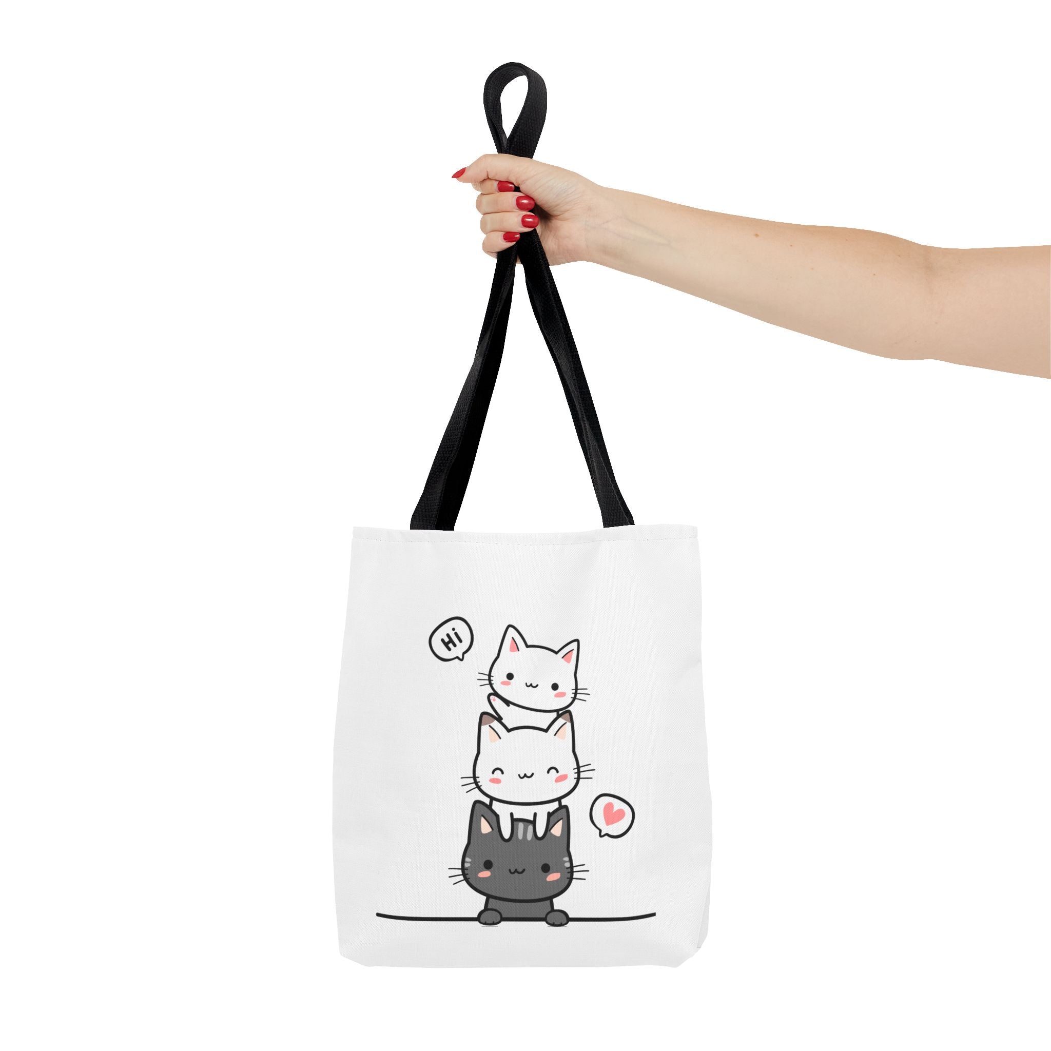 Cute Stacked Kittens Tote Bag — Cute Cat Illustration Shoulder Tote