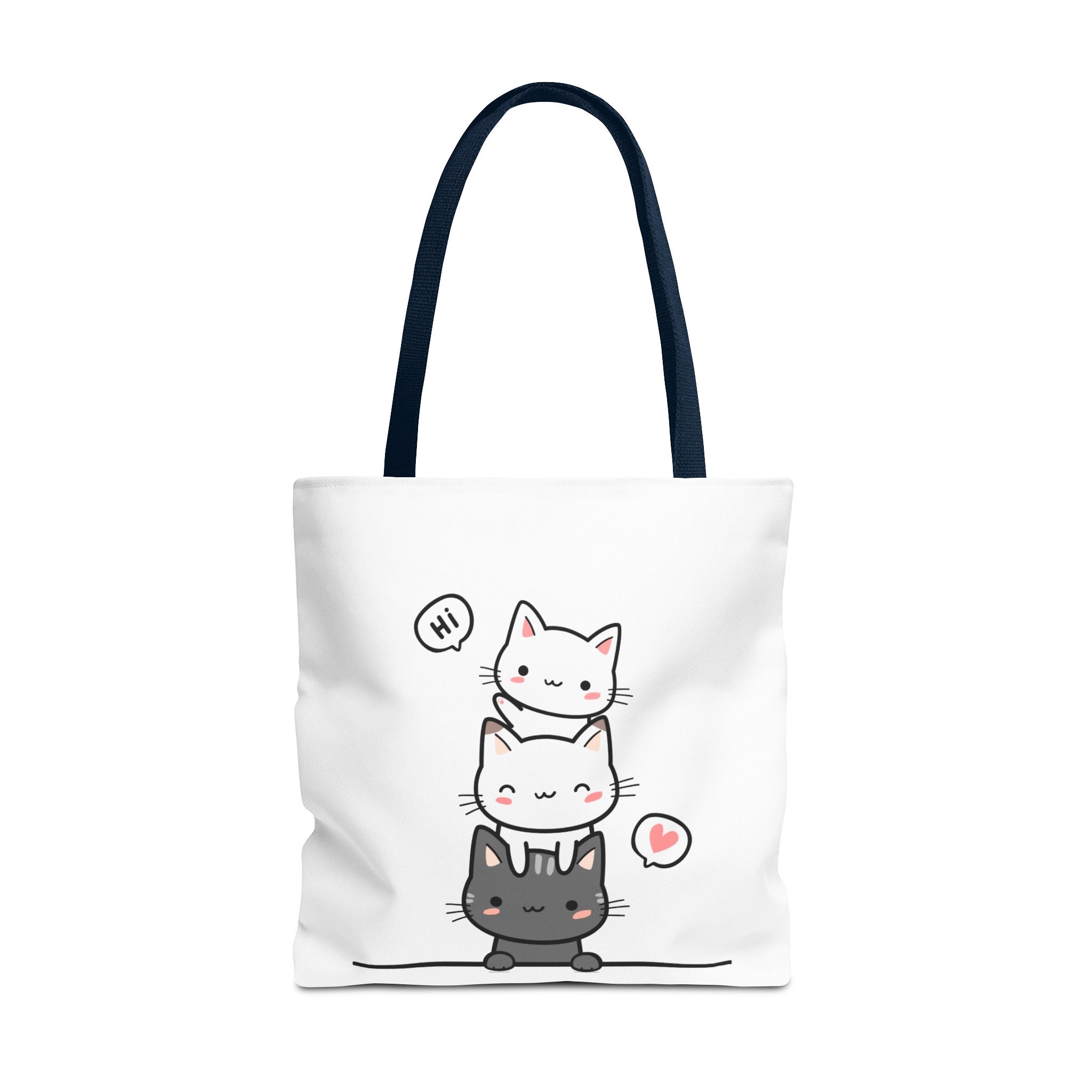 Cute Stacked Kittens Tote Bag — Cute Cat Illustration Shoulder Tote