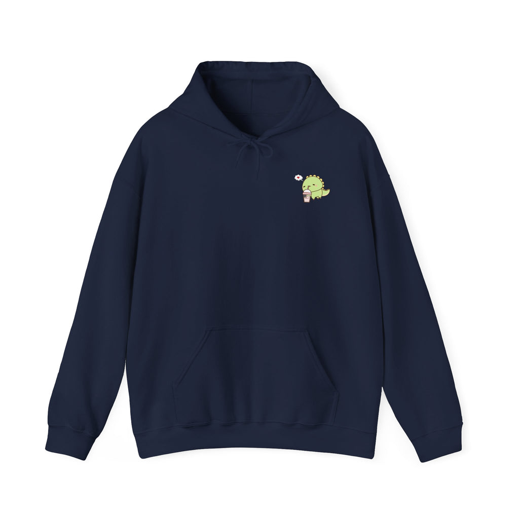 Cute Green dinosaur Pocket Hoodie — Minimal Kawaii dinosaur Design