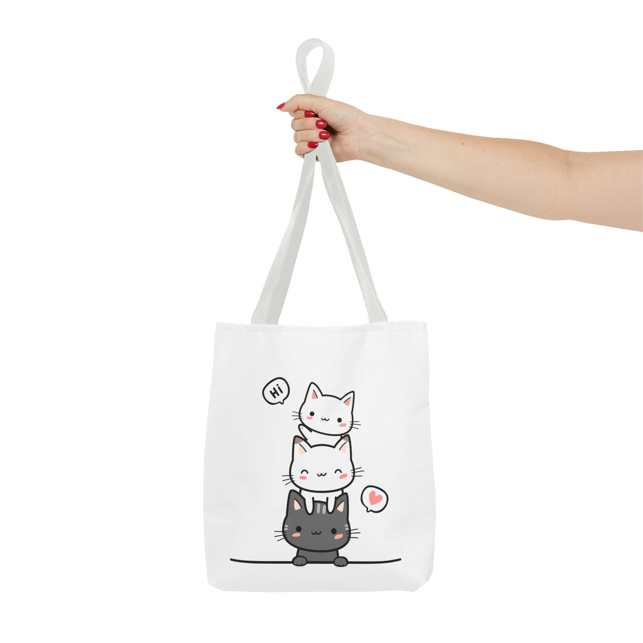 Cute Stacked Kittens Tote Bag — Cute Cat Illustration Shoulder Tote