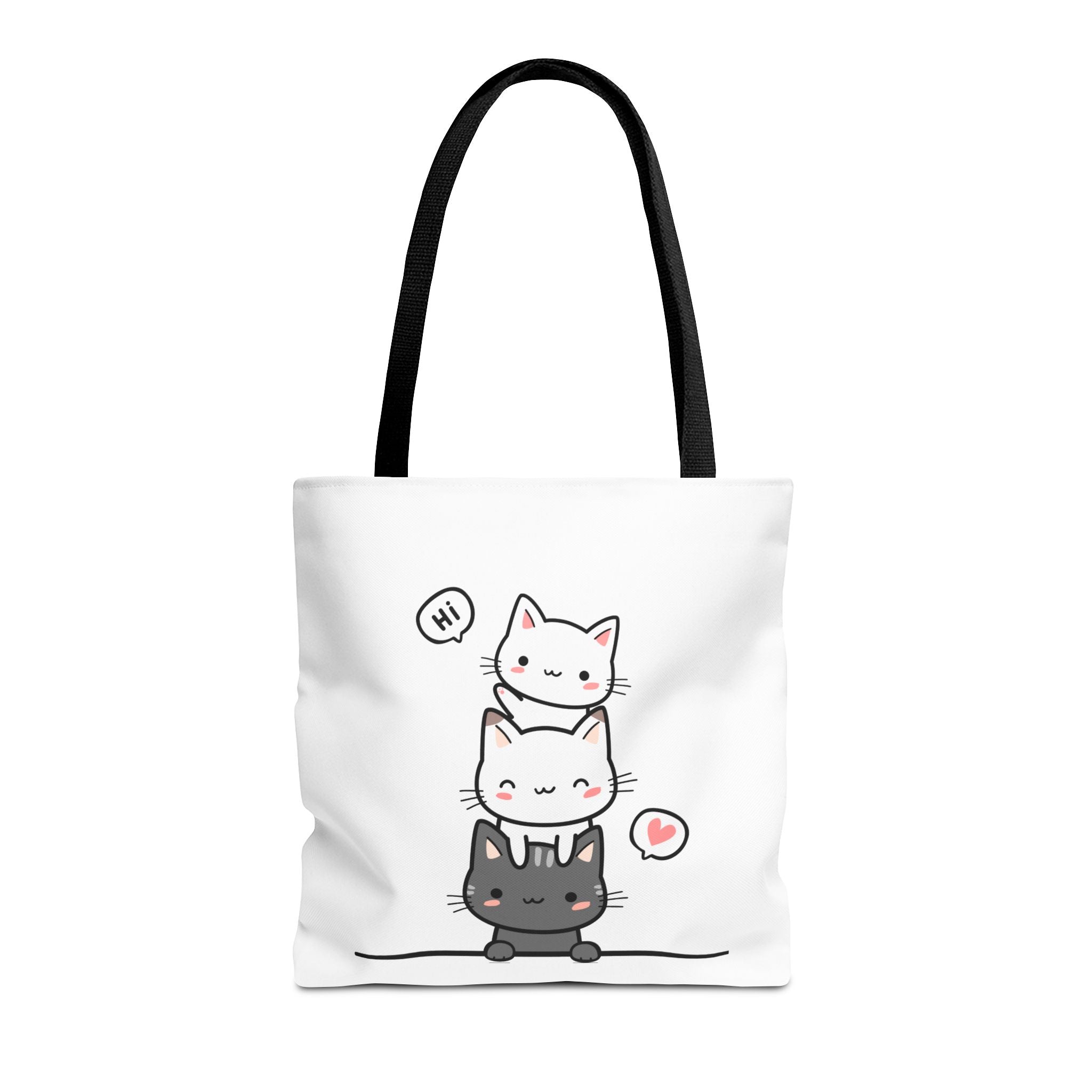 Cute Stacked Kittens Tote Bag — Cute Cat Illustration Shoulder Tote