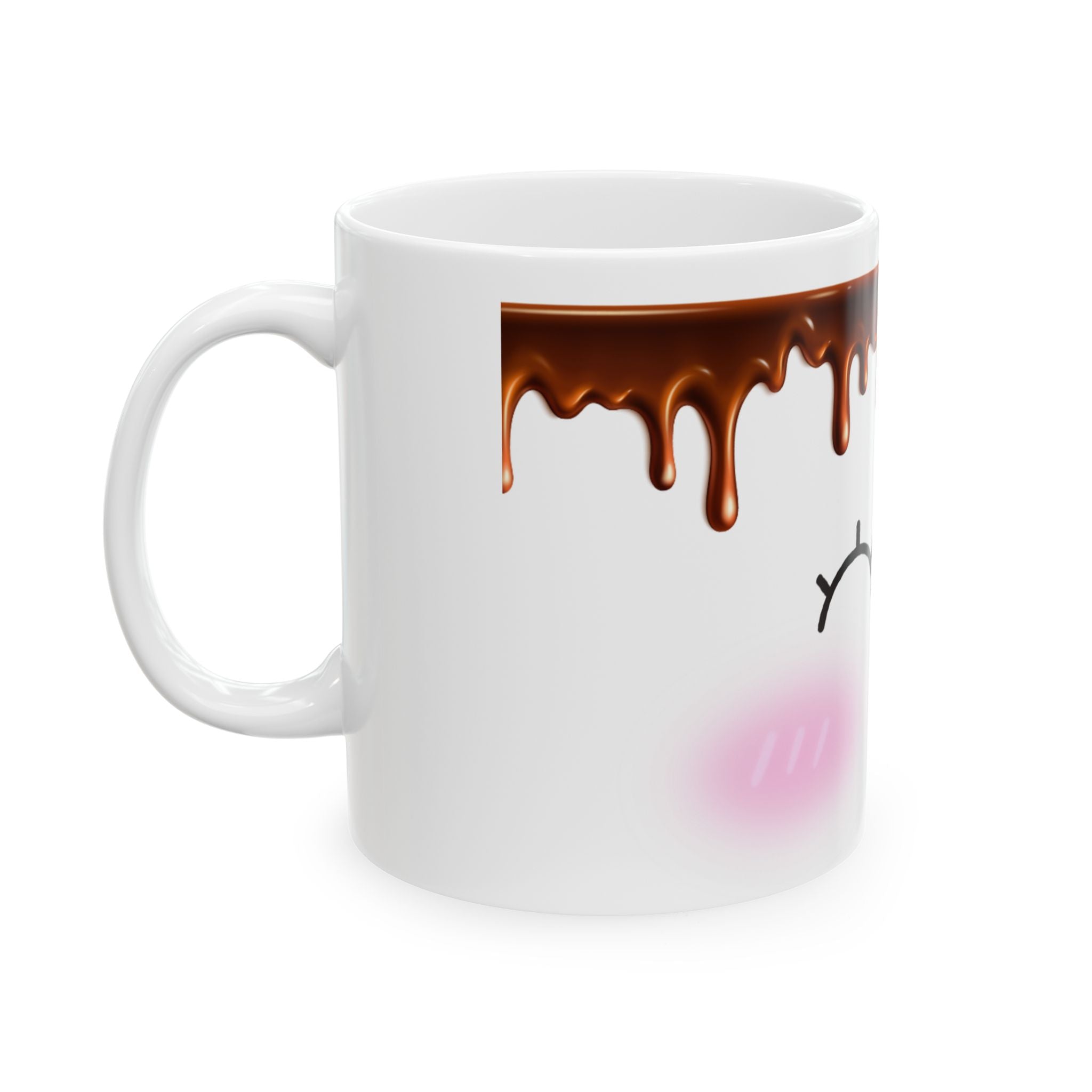 Cute Chocolate Drip Ceramic Mug – Kawaii Smiling Face Coffee Cup